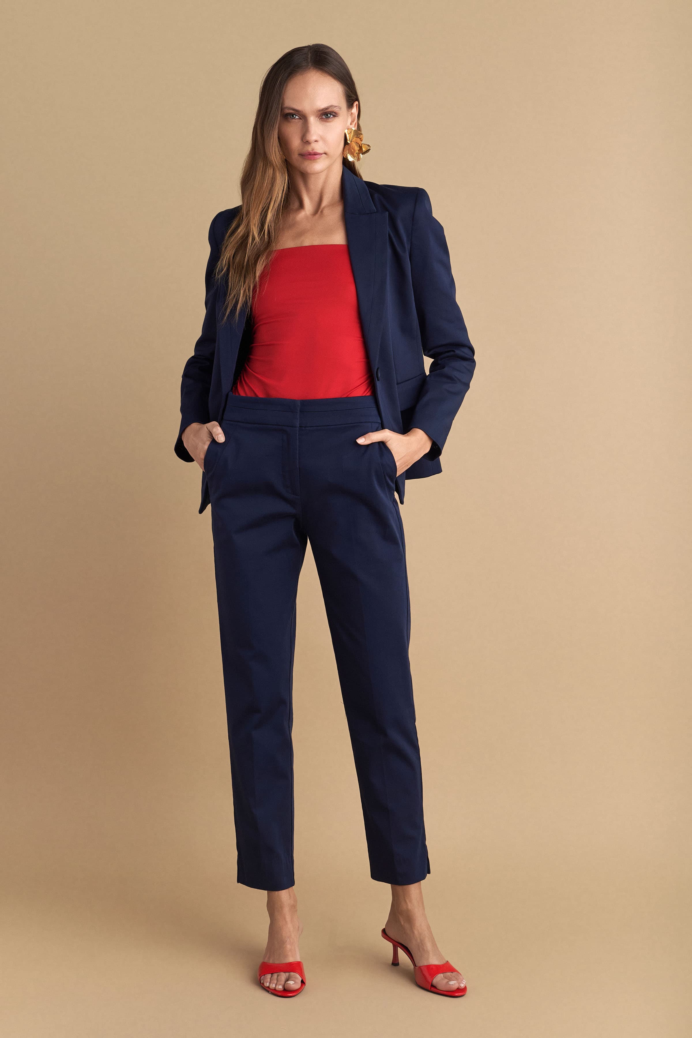 Παντελόνι office μονόχρωμο - Μπλε