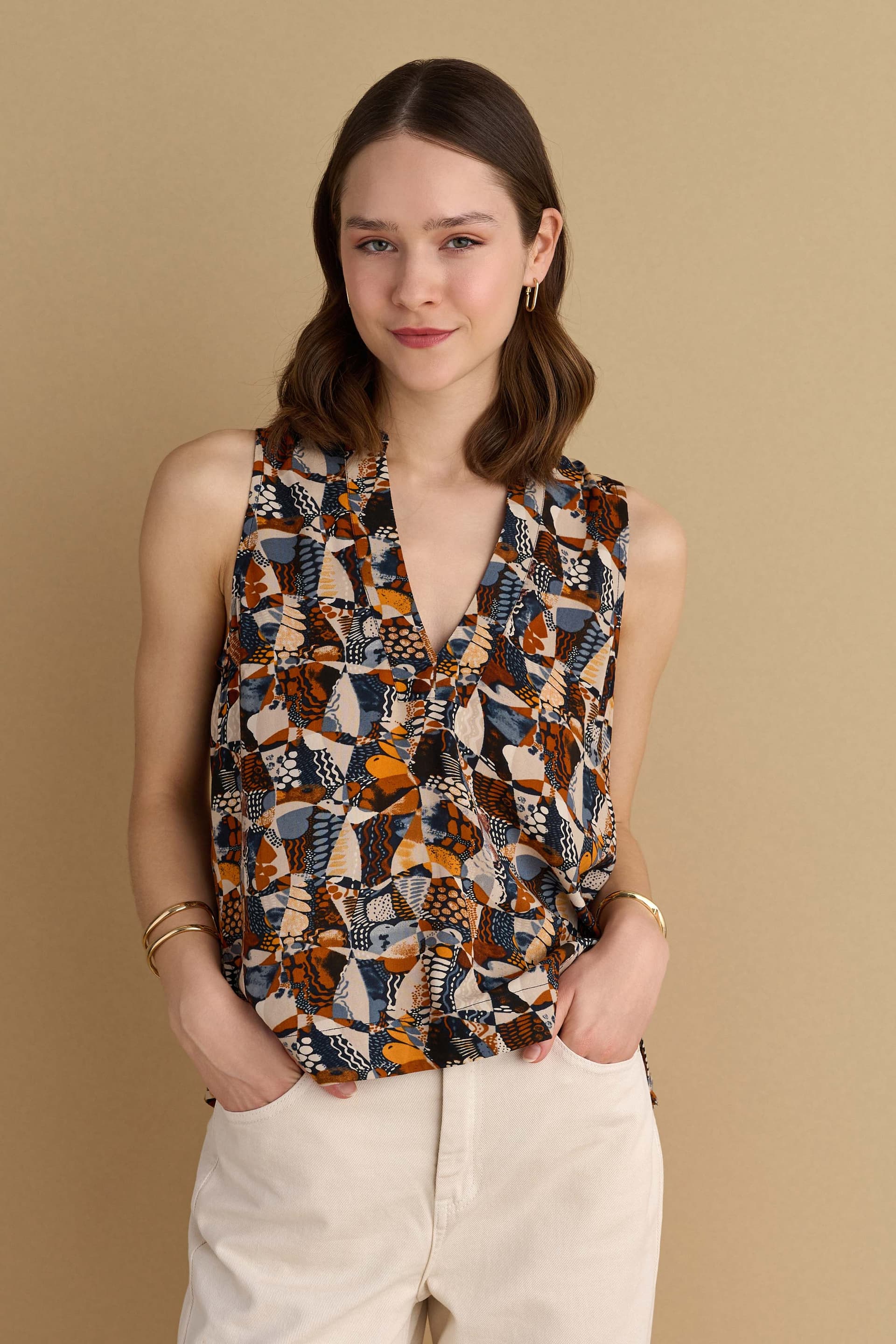 Τοπ ασύμμετρο εμπριμέ - Πολύχρωμο