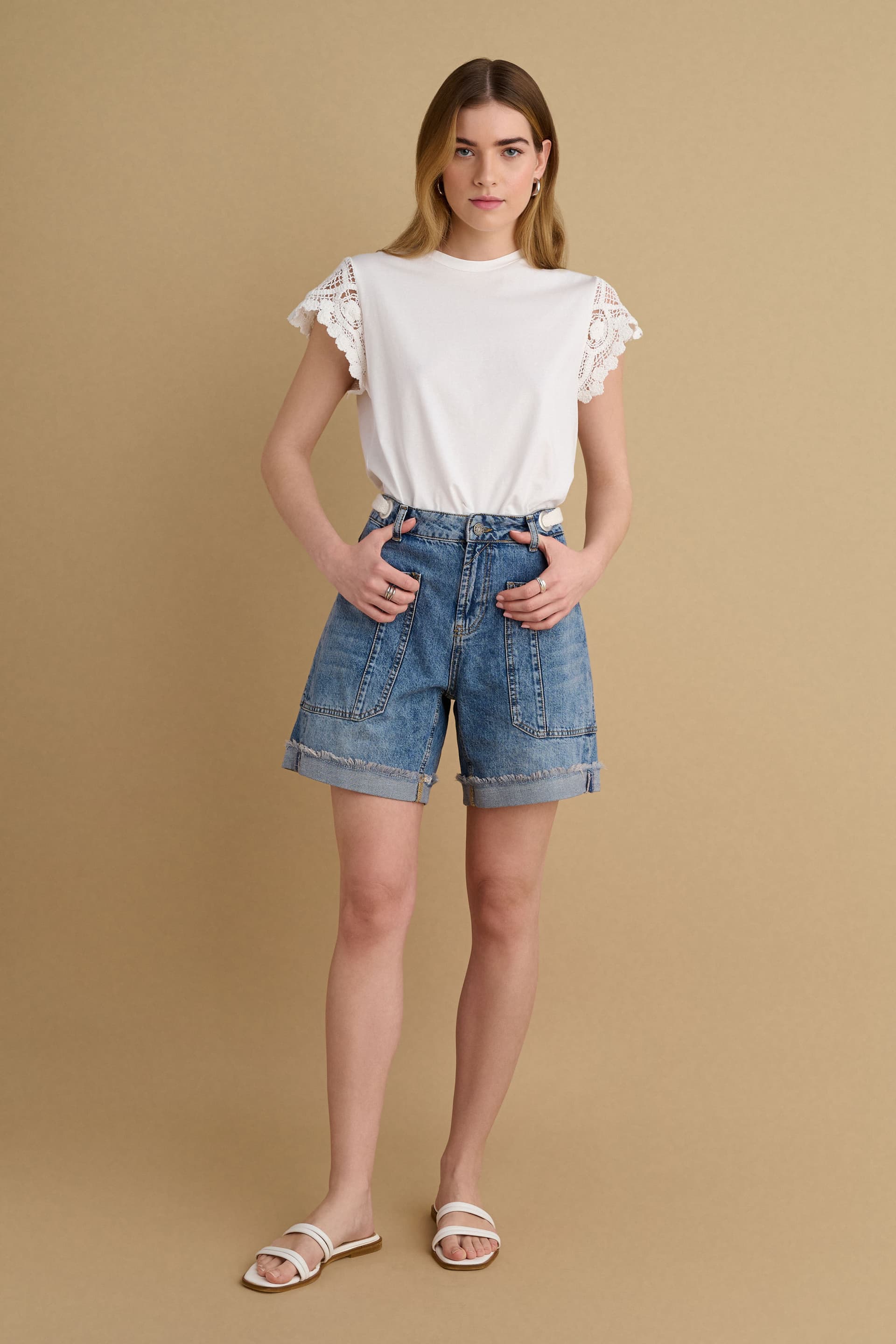 Σορτς με σχοινί στο πλάϊ - Μπλε