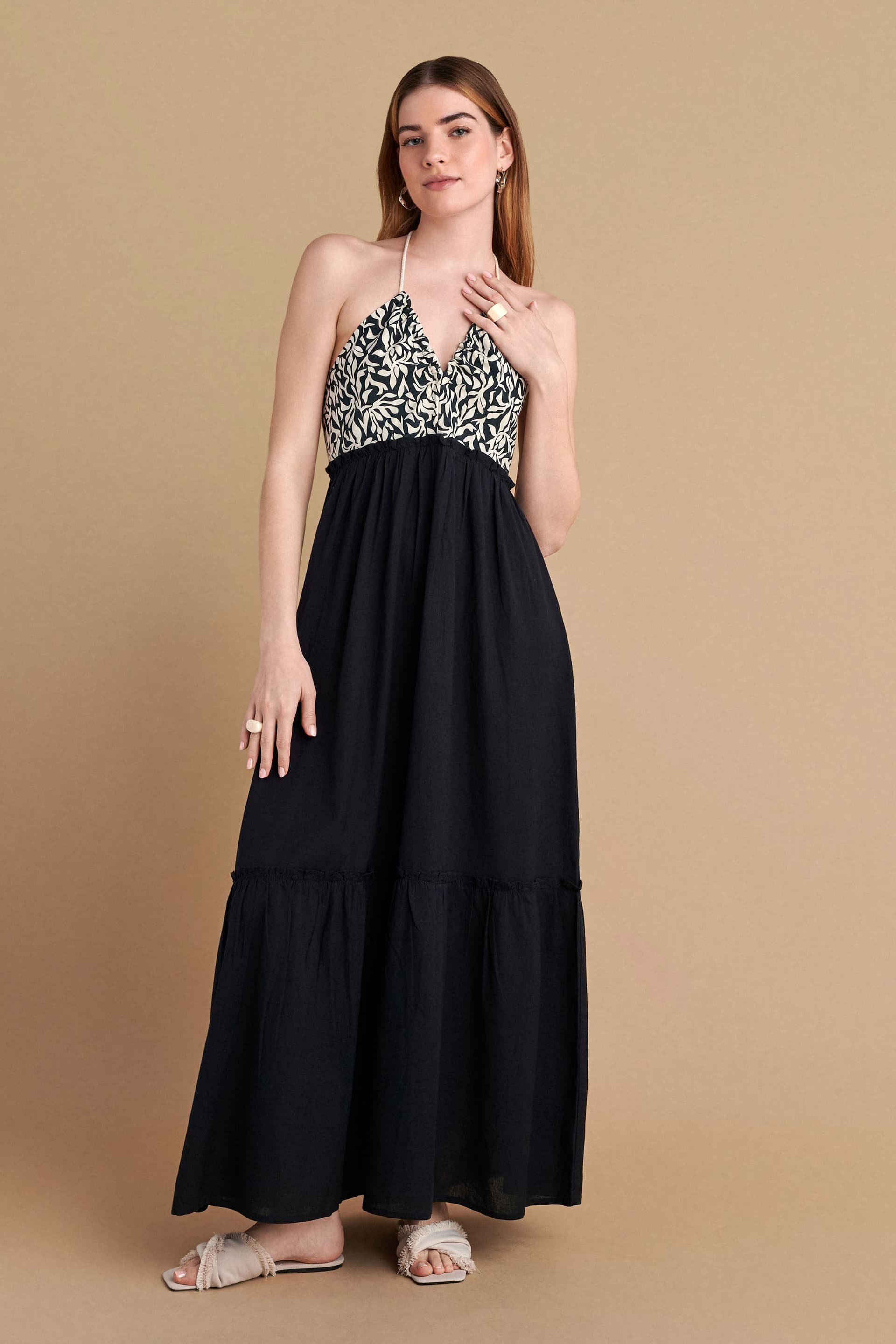 Φόρεμα μακρύ δίτονο - Μαύρο