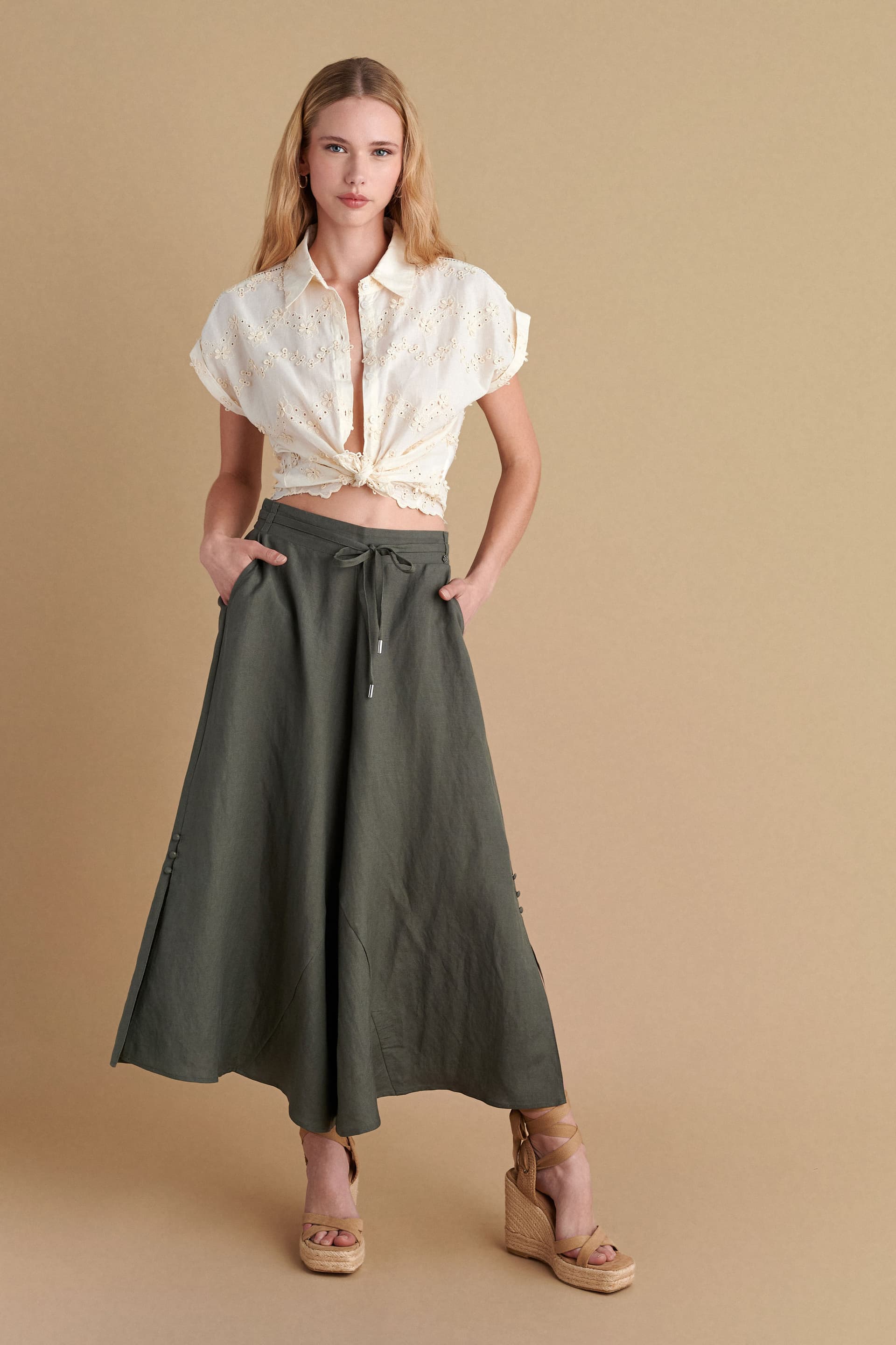 Παντελόνα λινή - Χακί