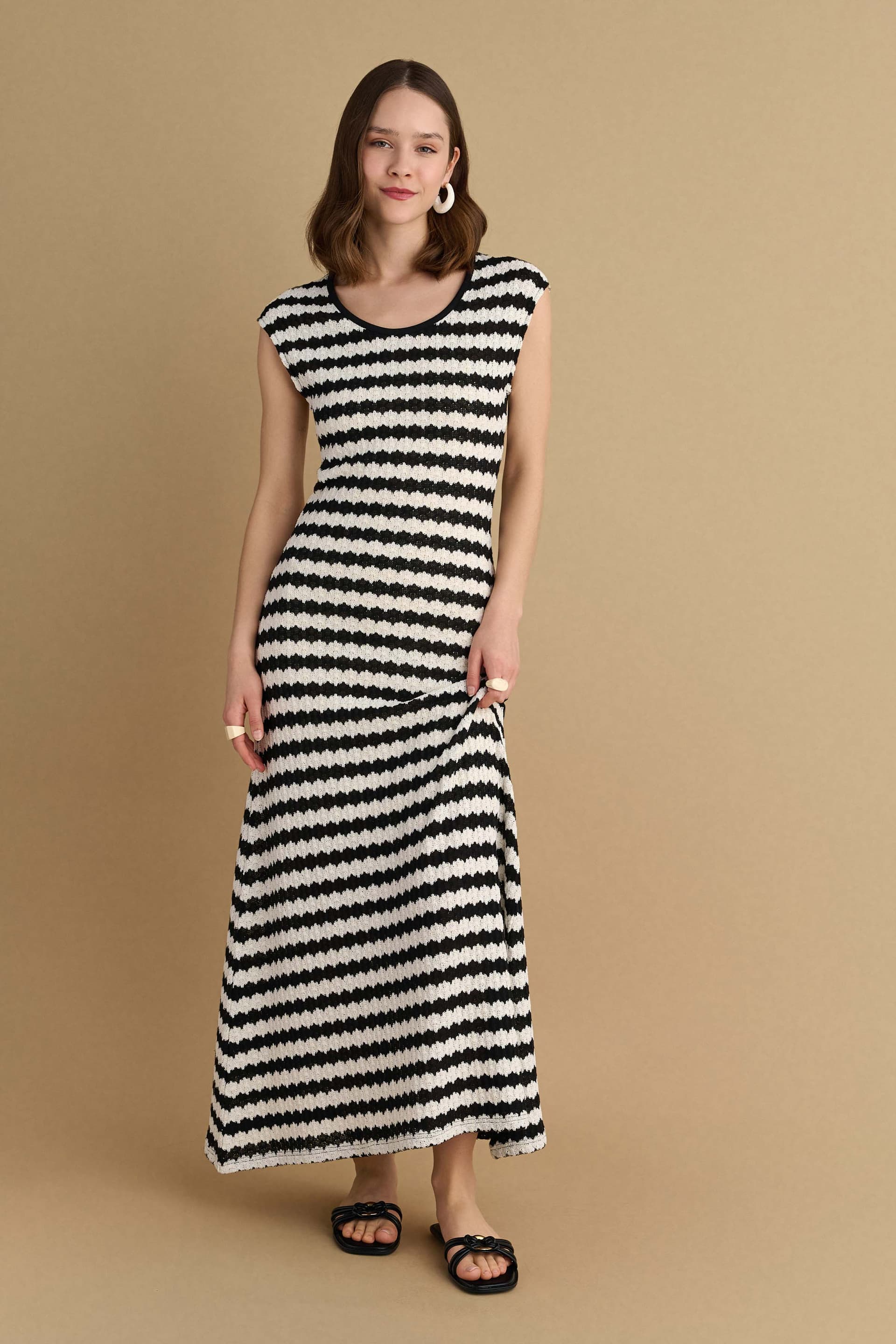 Φόρεμα σετ μακρύ πλεκτό - Λευκό