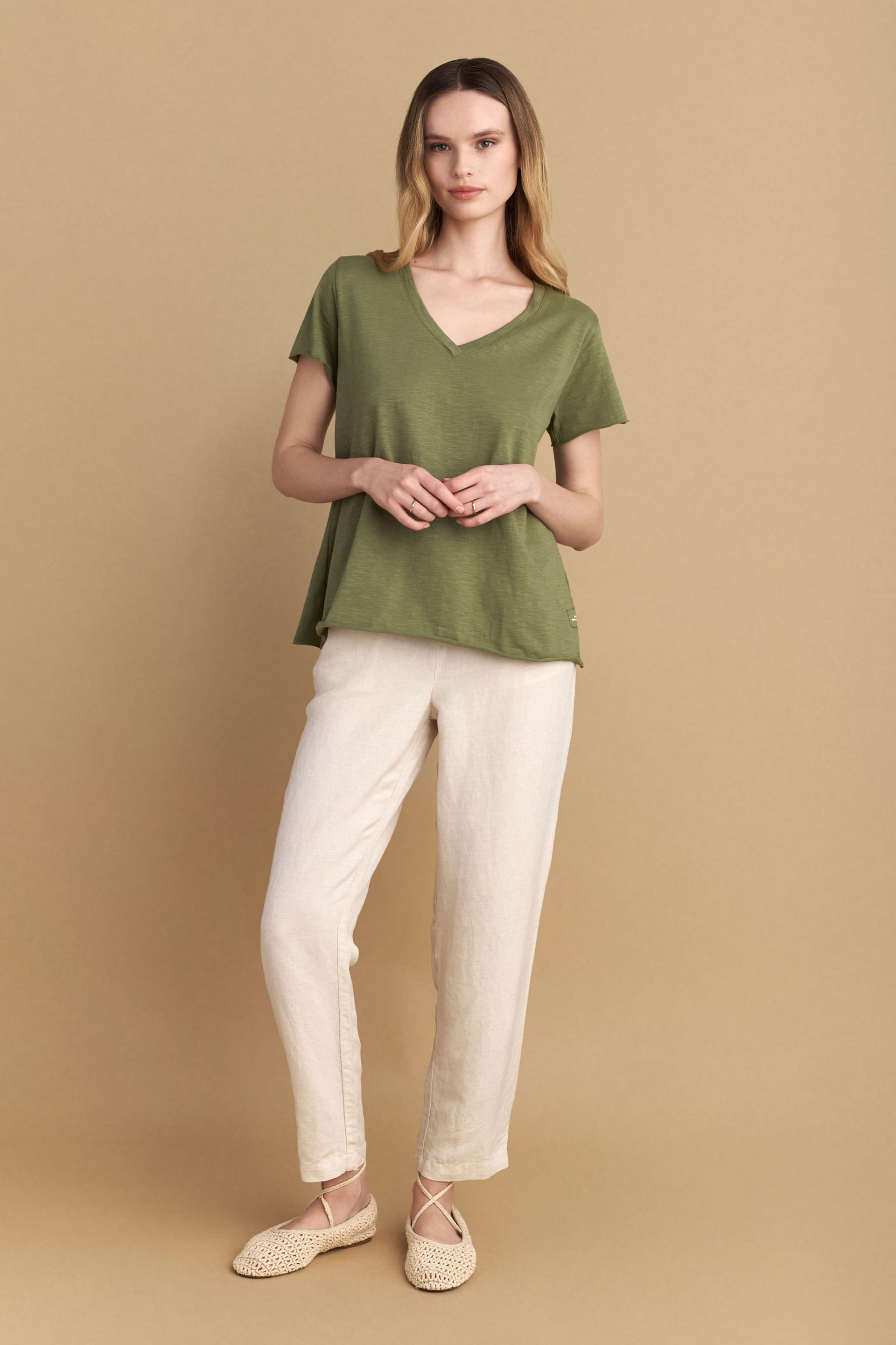 Μπλούζα μονόχρωμη basic - Χακί