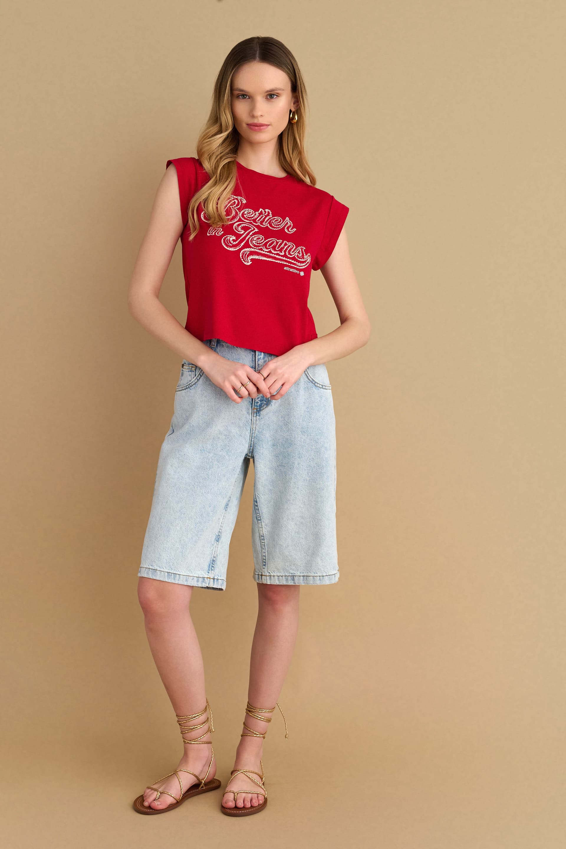 T-shirt με στάμπα - Κόκκινο