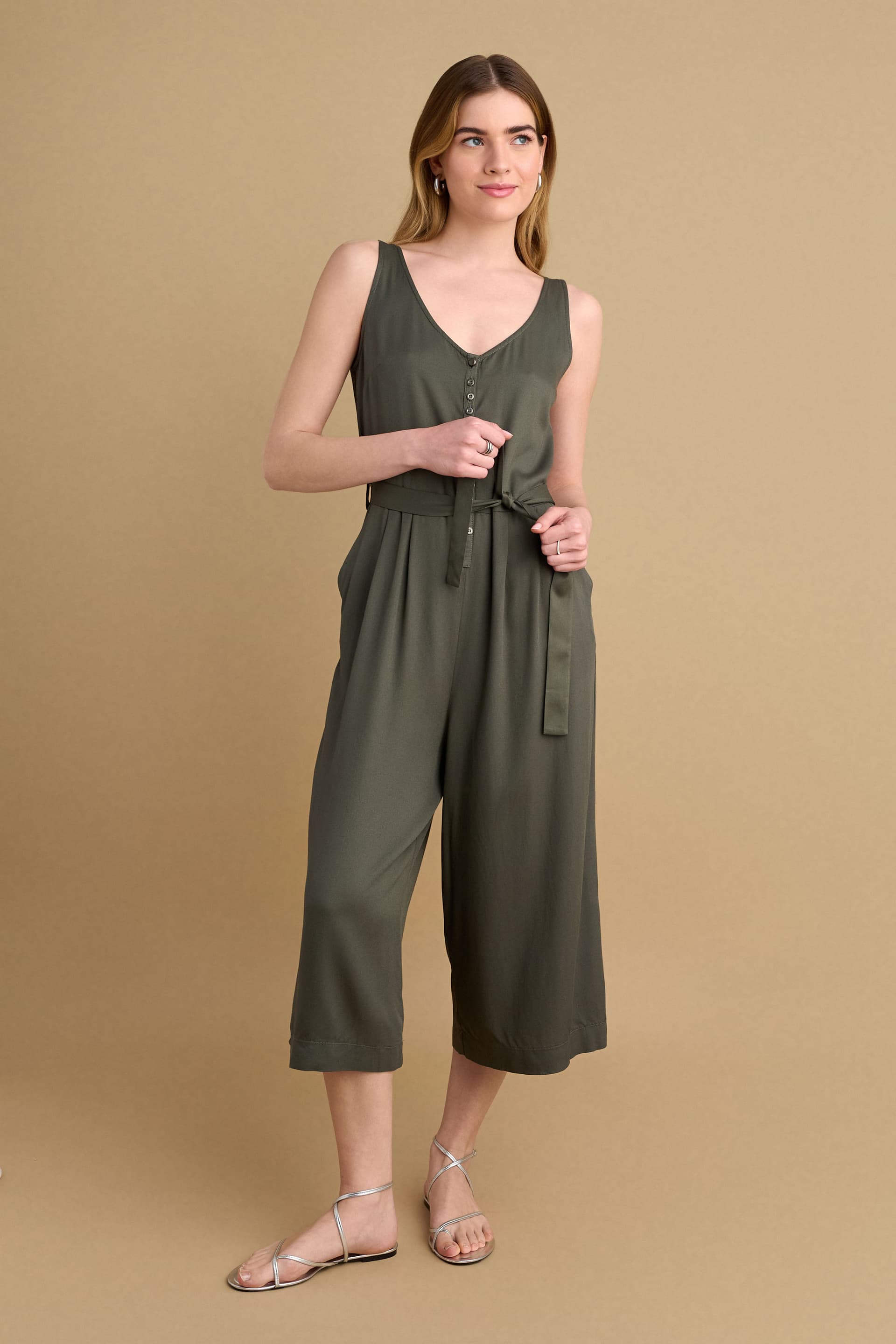 Φόρμα ολόσωμη με κουμπιά - Χακί