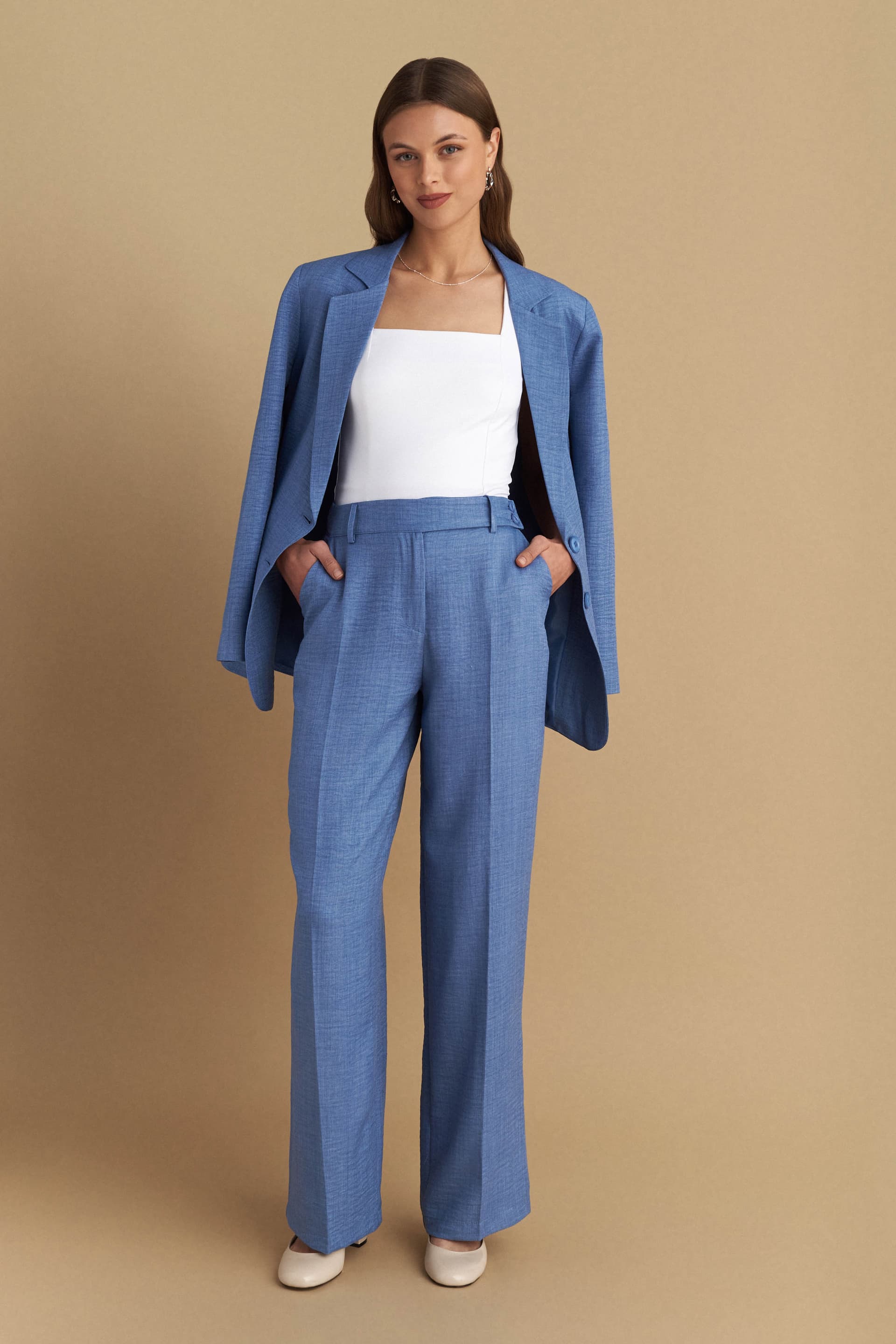 Παντελόνι με τσάκιση ίσια γραμμή - Μπλε