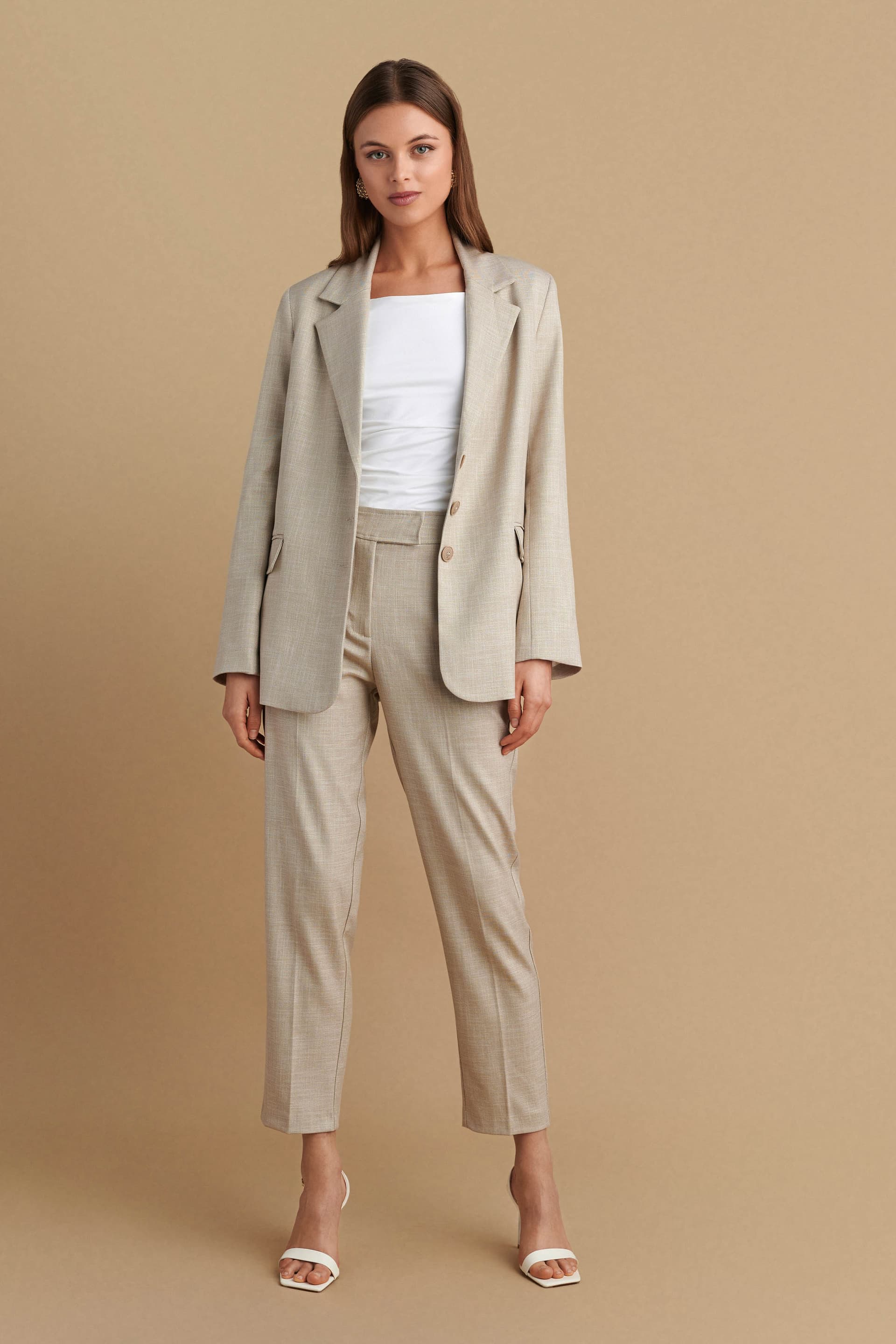 Παντελόνι κοστουμιού tapered fit - Μπεζ