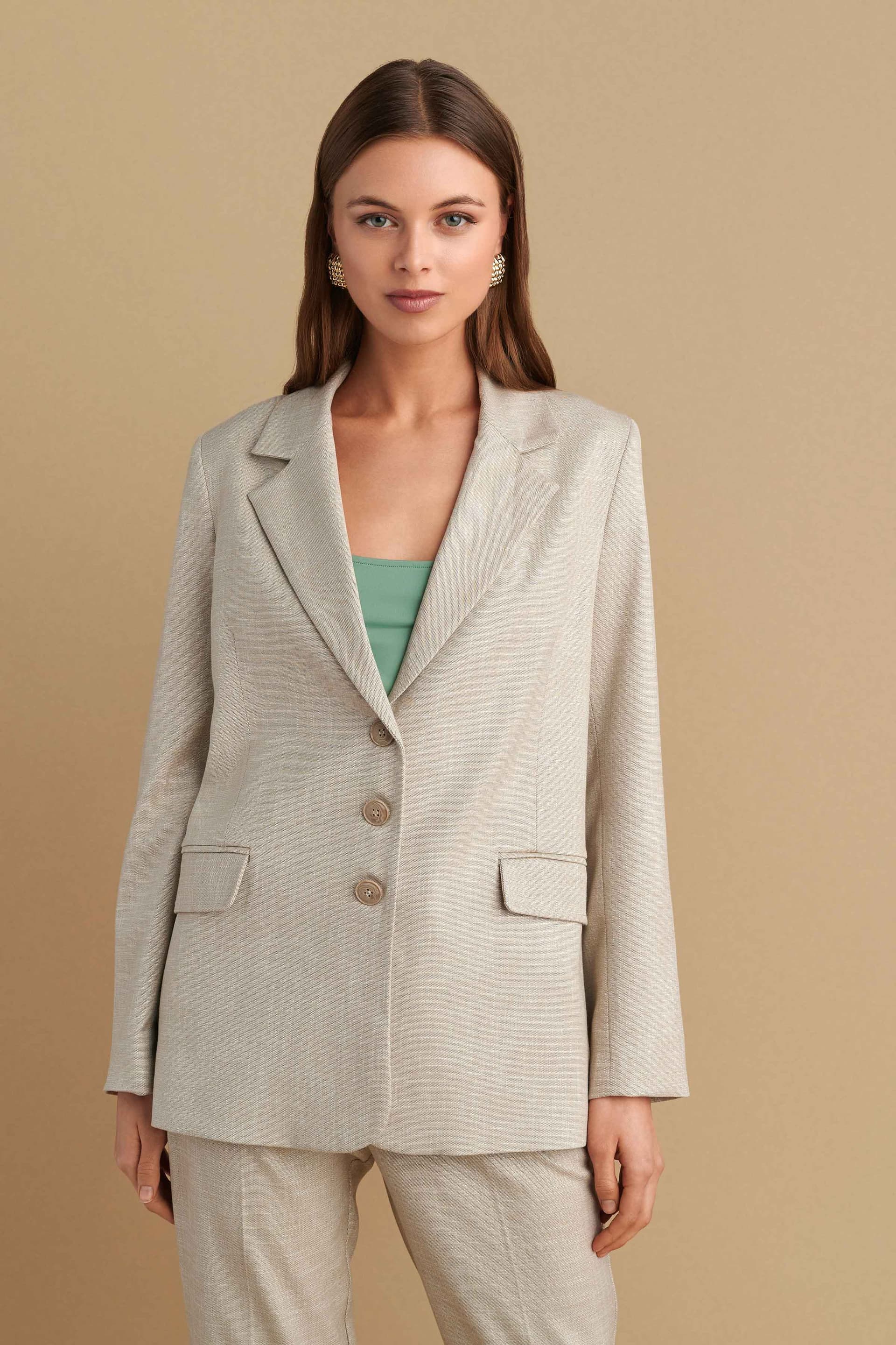 Σακάκι με σατινέ φόδρα - Μπεζ