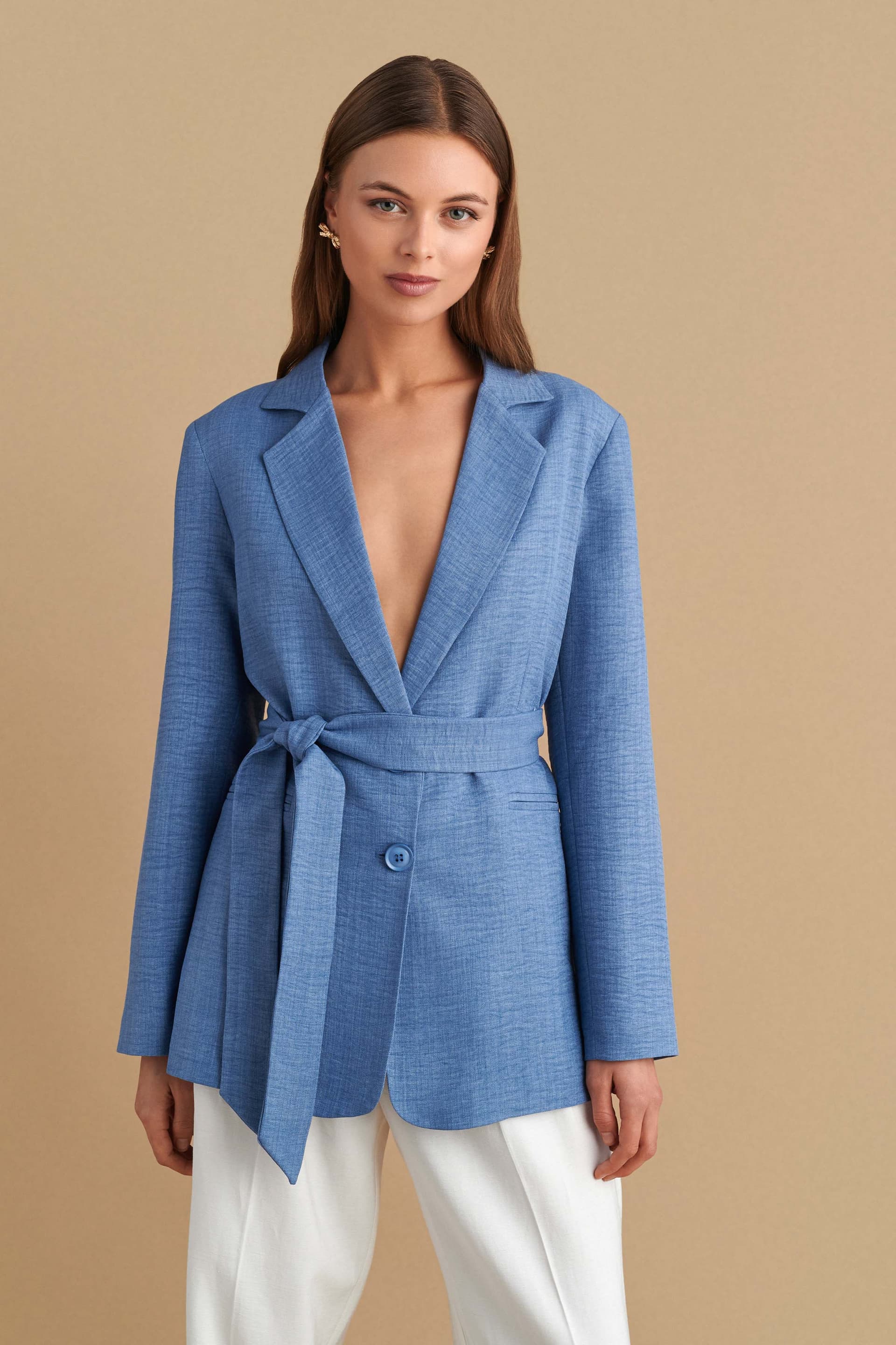 Σακάκι με ζώνη - Μπλε