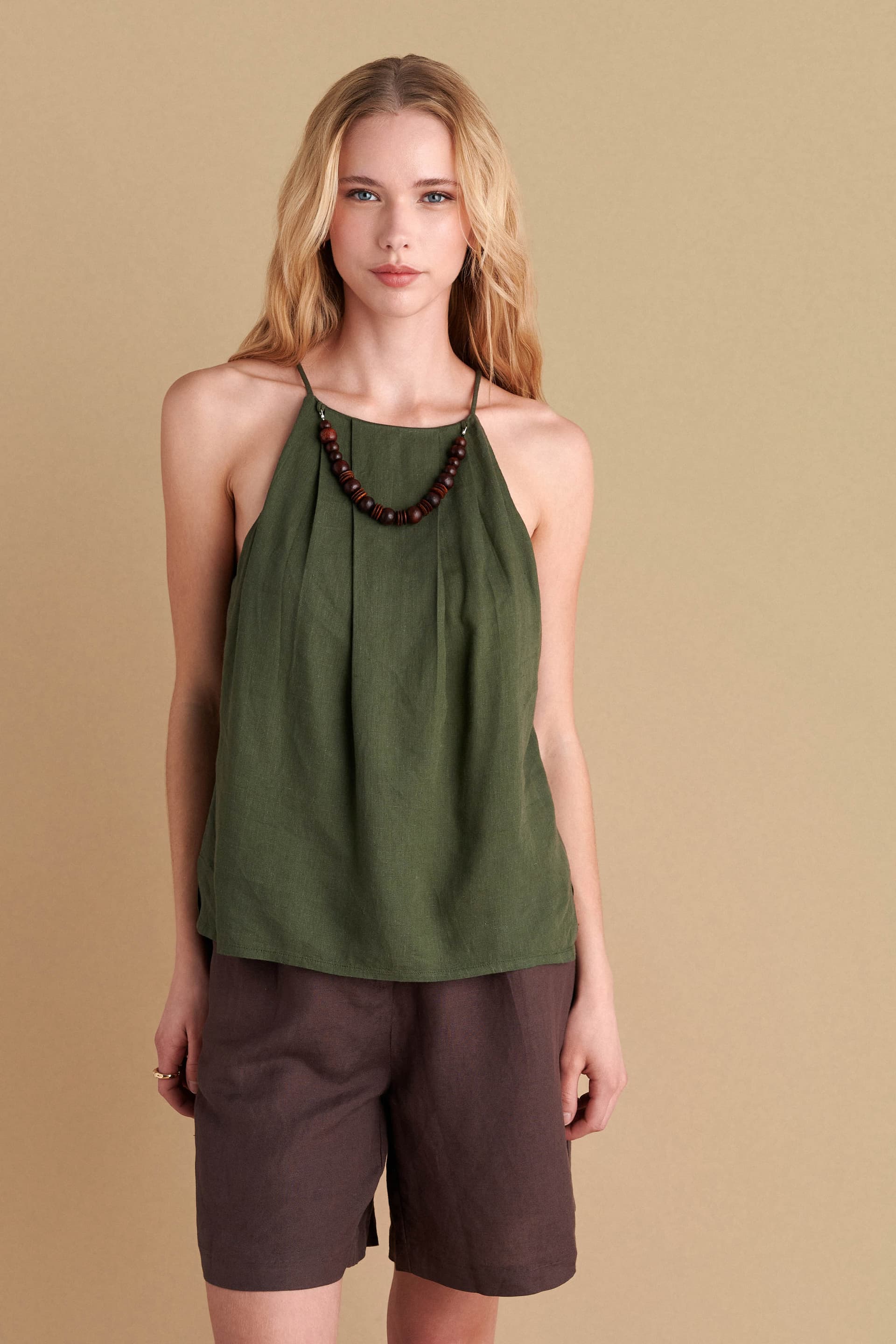 Τοπ με λεπτομέρεια κόσμημα - Χακί