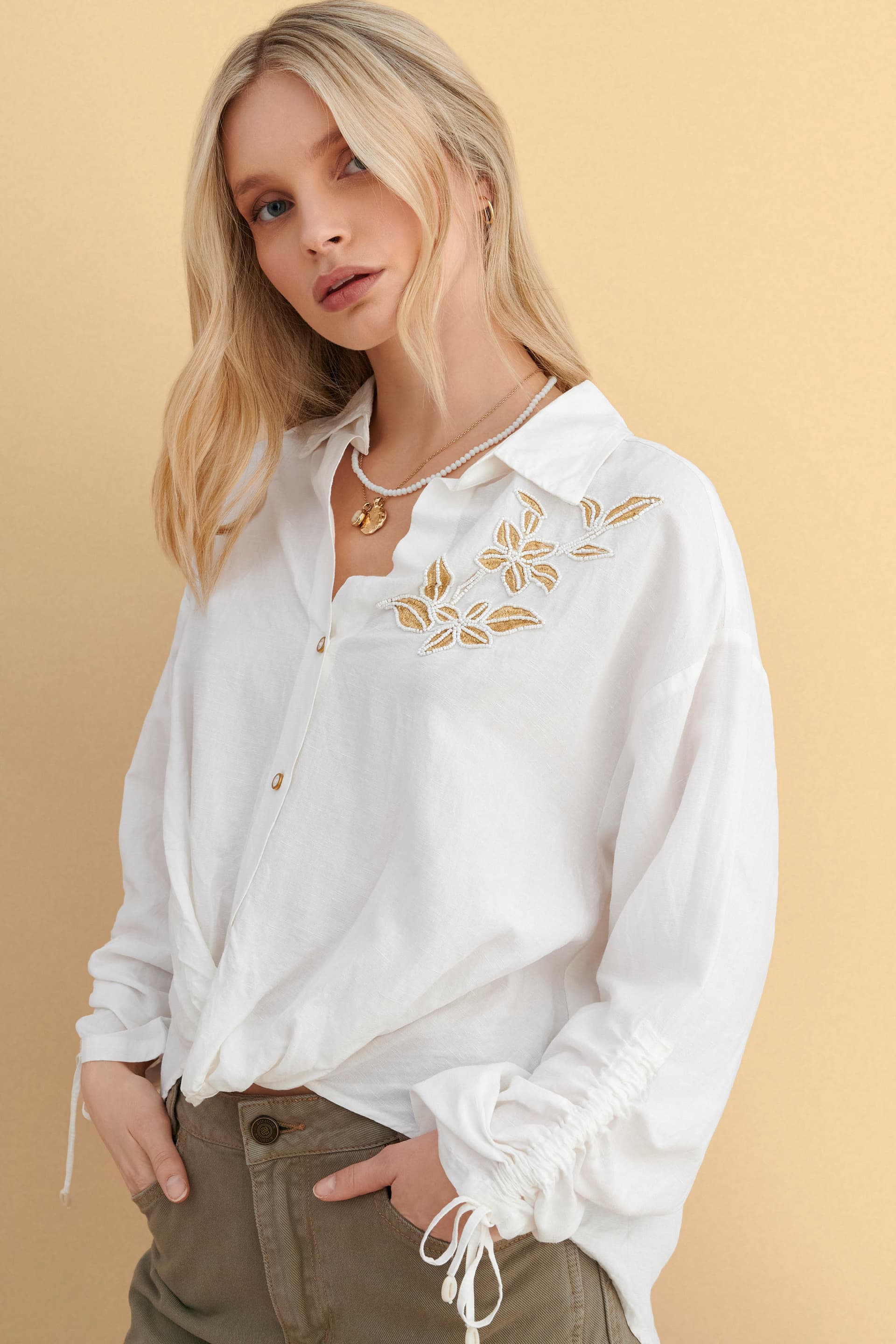 Τουνίκ με χάντρες - Λευκό