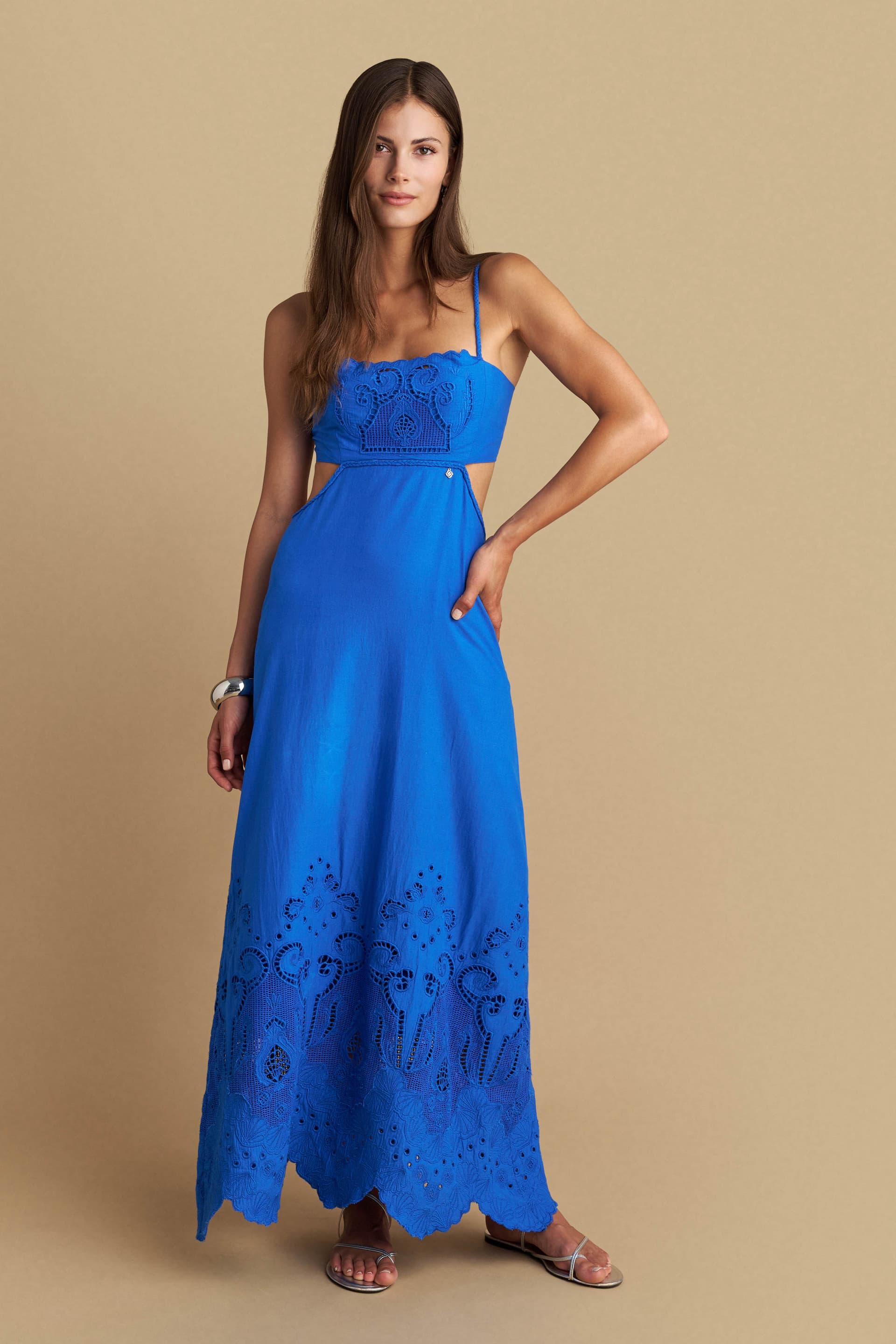 Φόρεμα μακρύ με cut-out - Μπλε