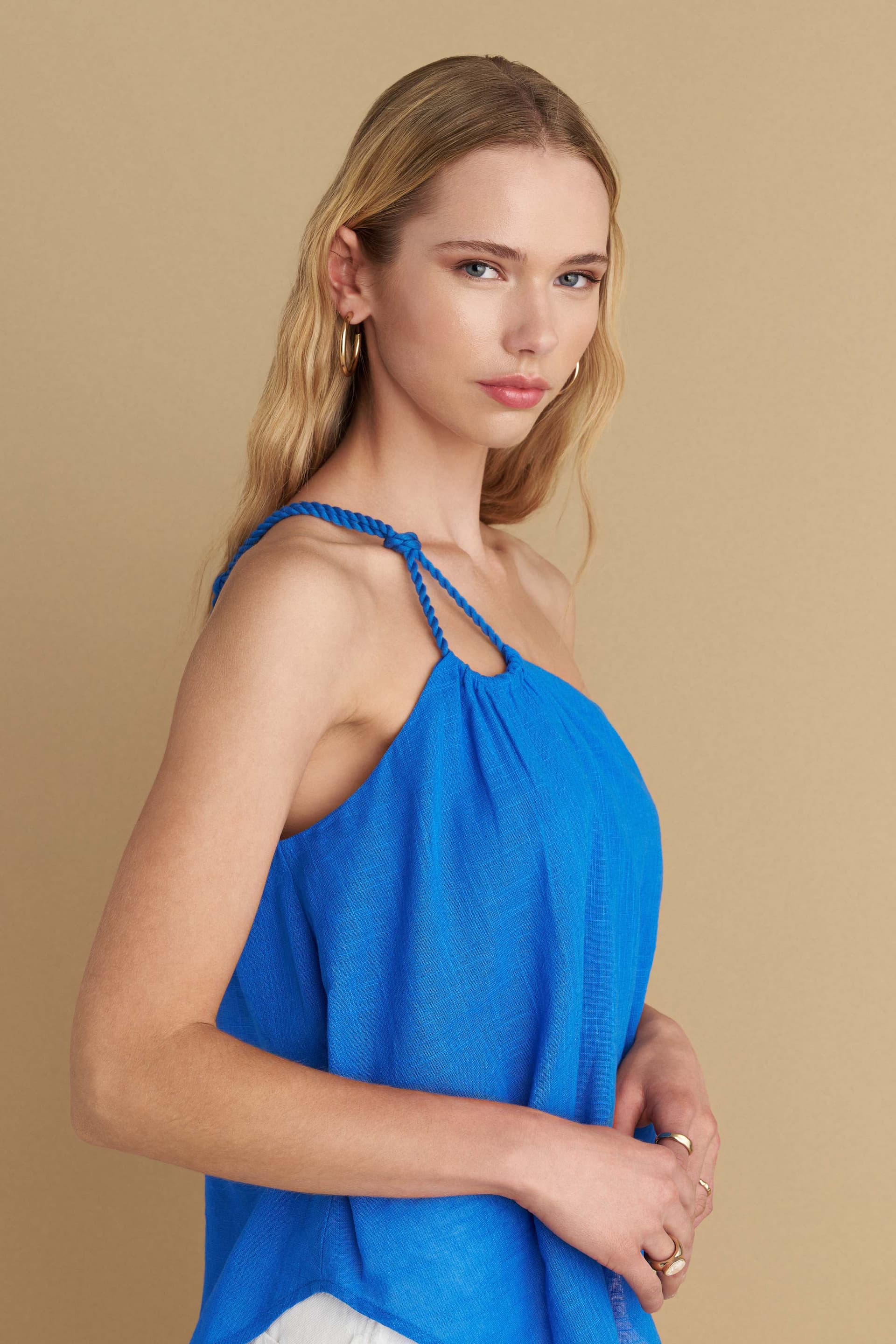 Τοπ με ένα ώμο ασύμμετρο - Μπλε