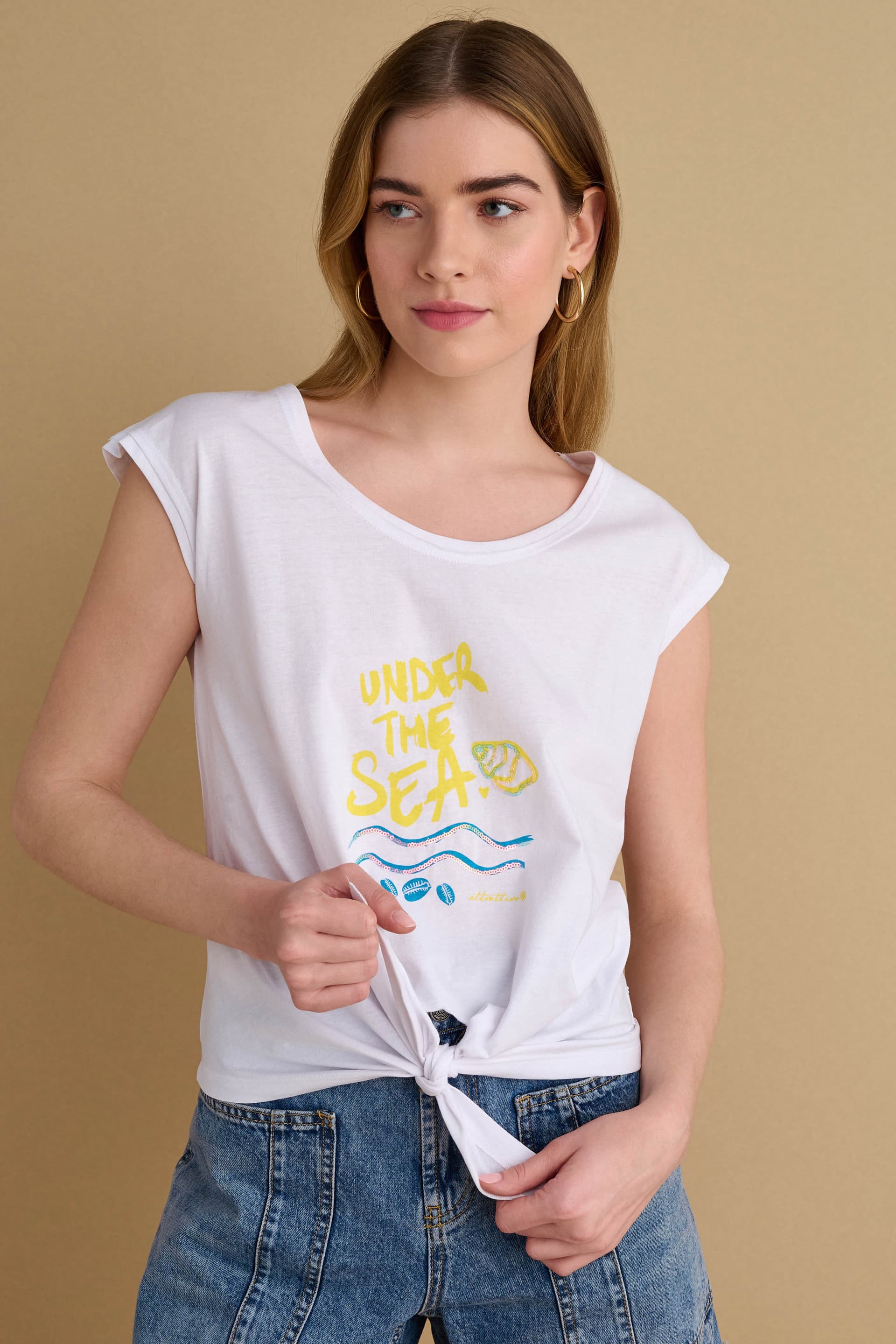 Τοπ αμάνικο με στάμπα - Λευκό