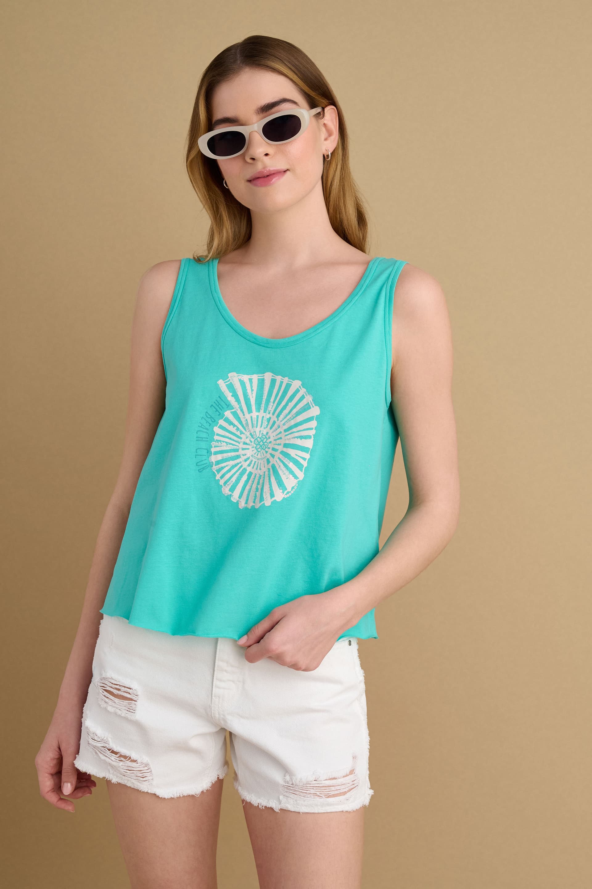 Τοπ αμάνικο με στάμπα - AQUA