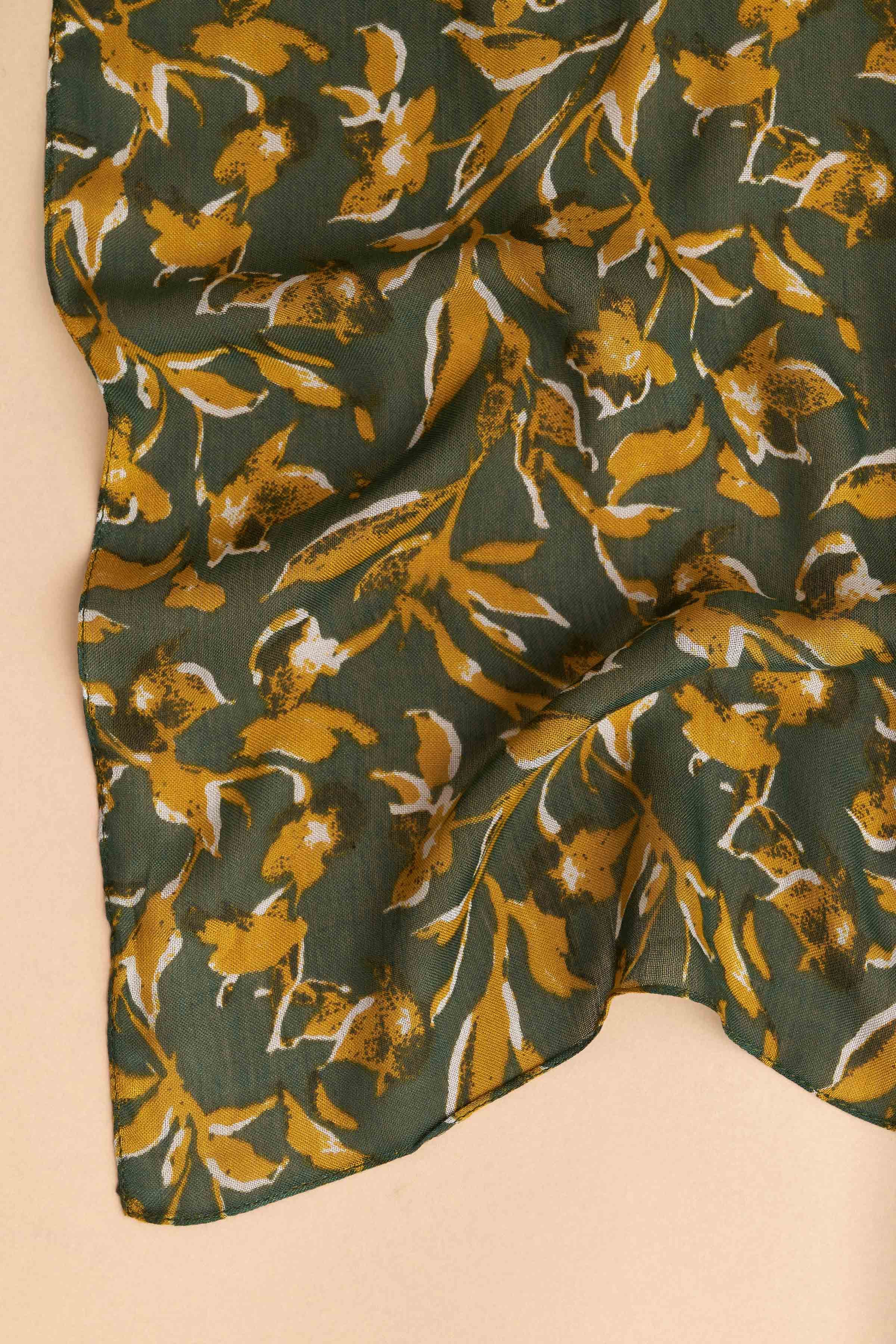 Φουλάρι με σχέδια λουλουδιών - Πράσινο