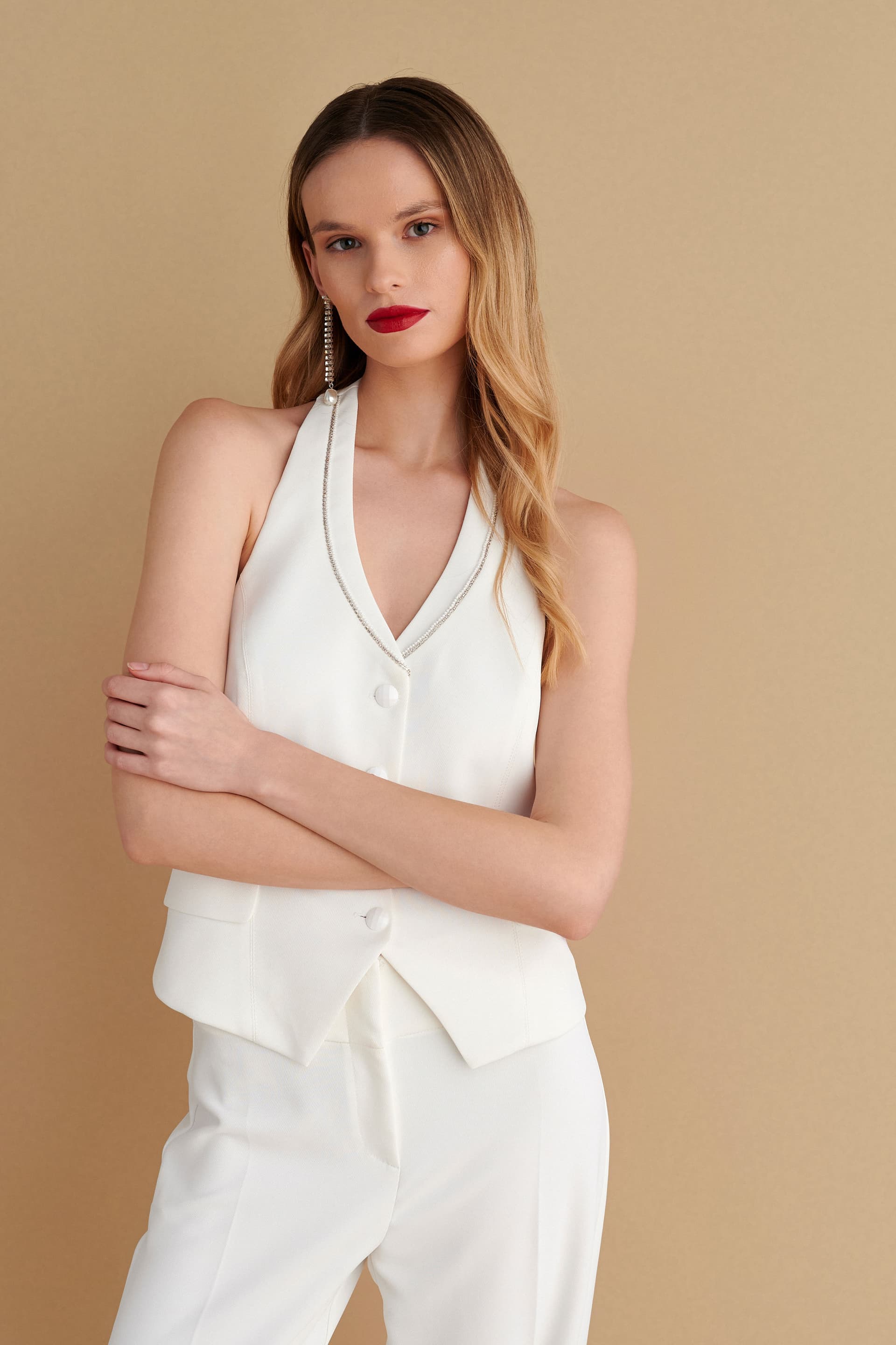 Γιλέκο με ανοιχτή πλάτη - Λευκό