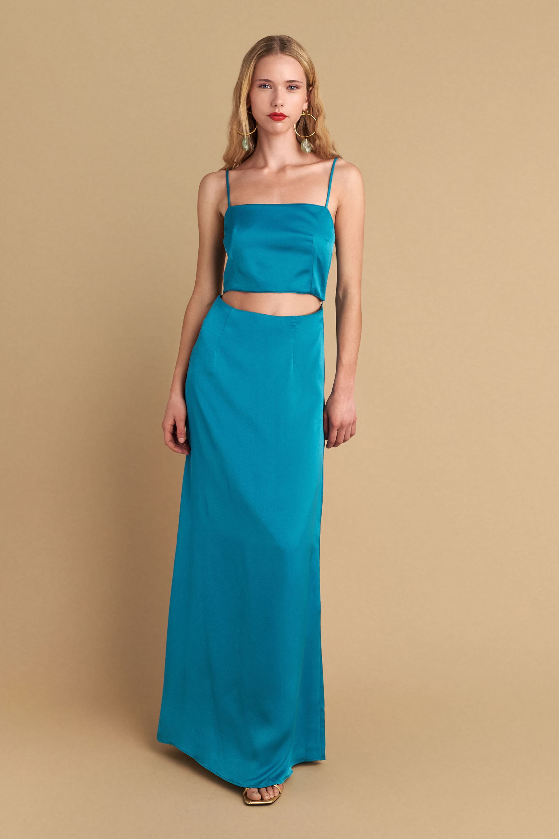 Φόρεμα σετ σατέν υφή - EMERALD