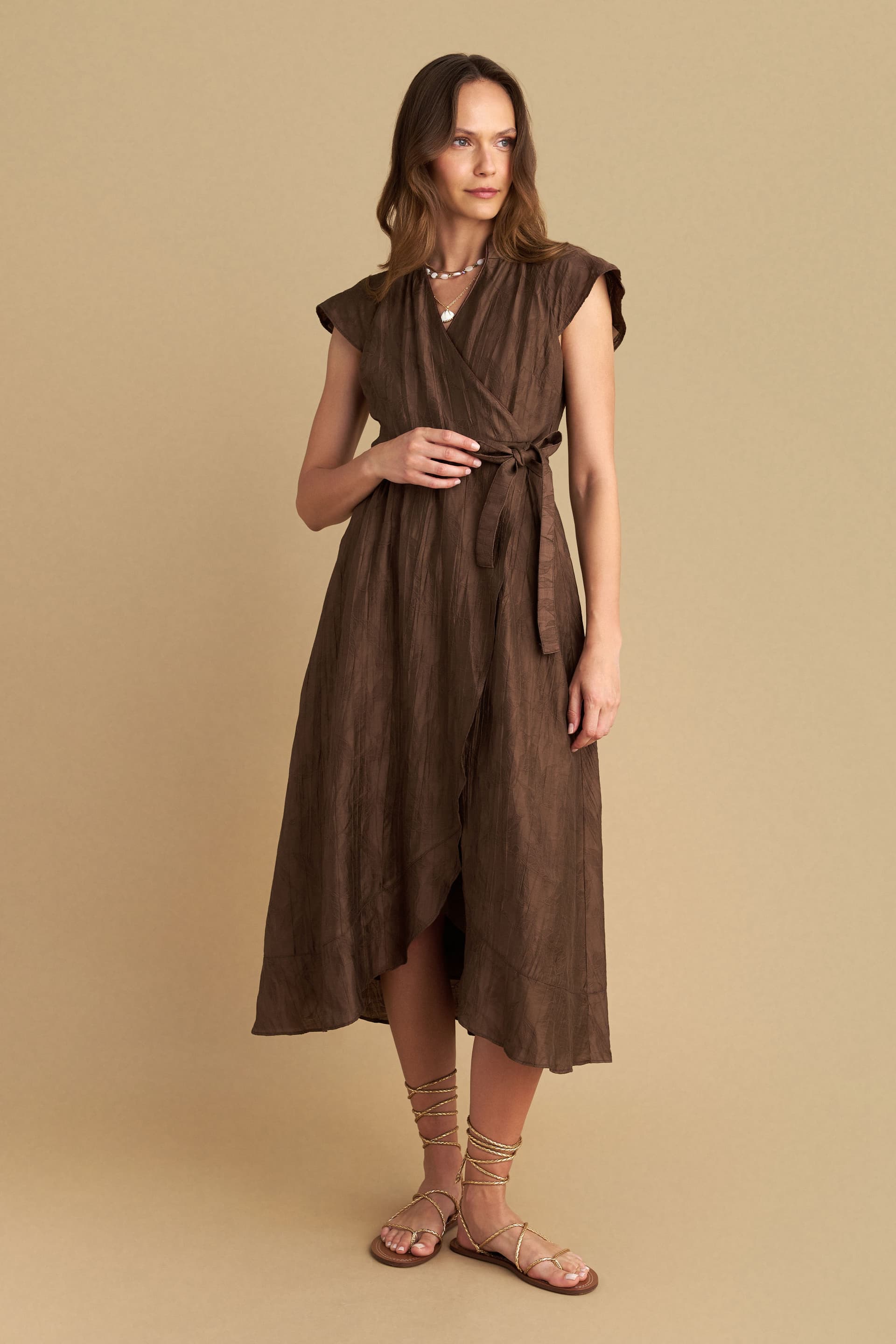 Φόρεμα μίντι κρουαζέ - CHOCOLATE