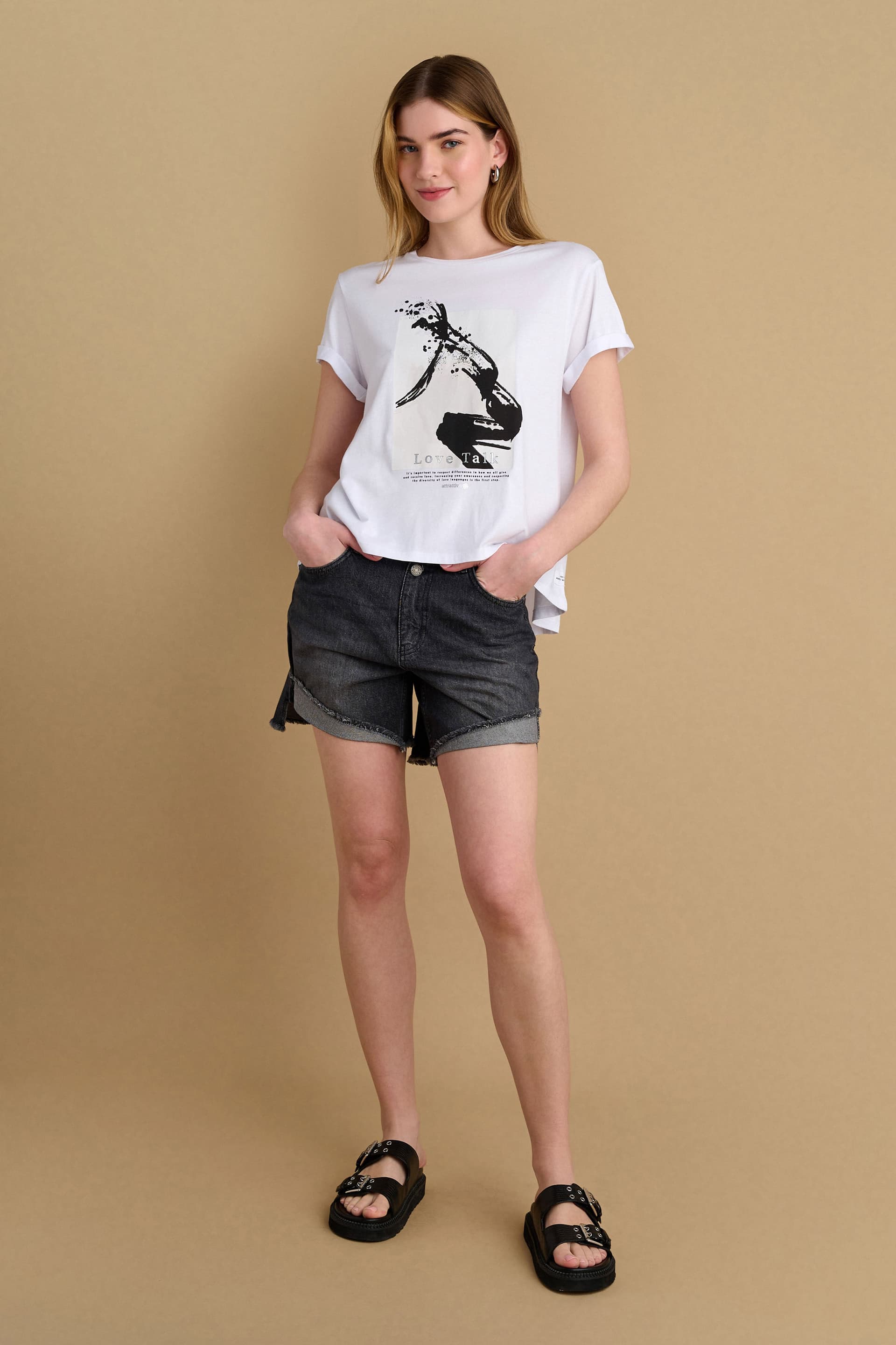 T-shirt με στάμπα - Λευκό