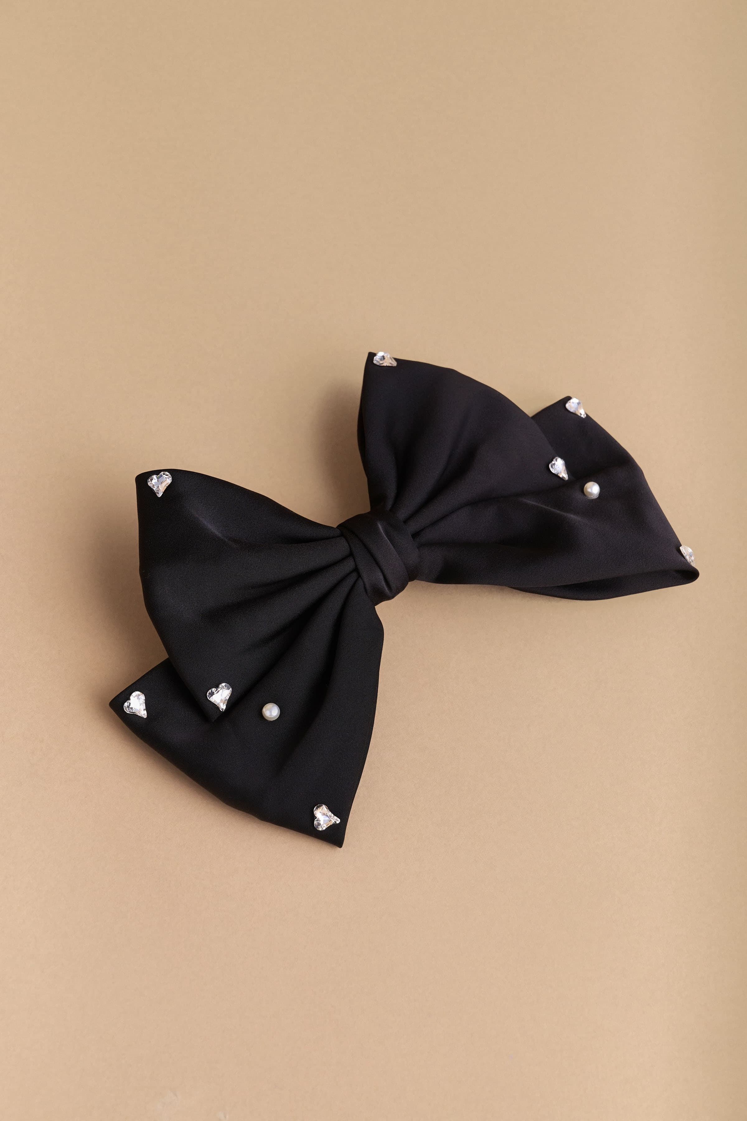 Κοκαλάκι-καρφίτσα φιόγκος με διακοσμητικά - Μαύρο