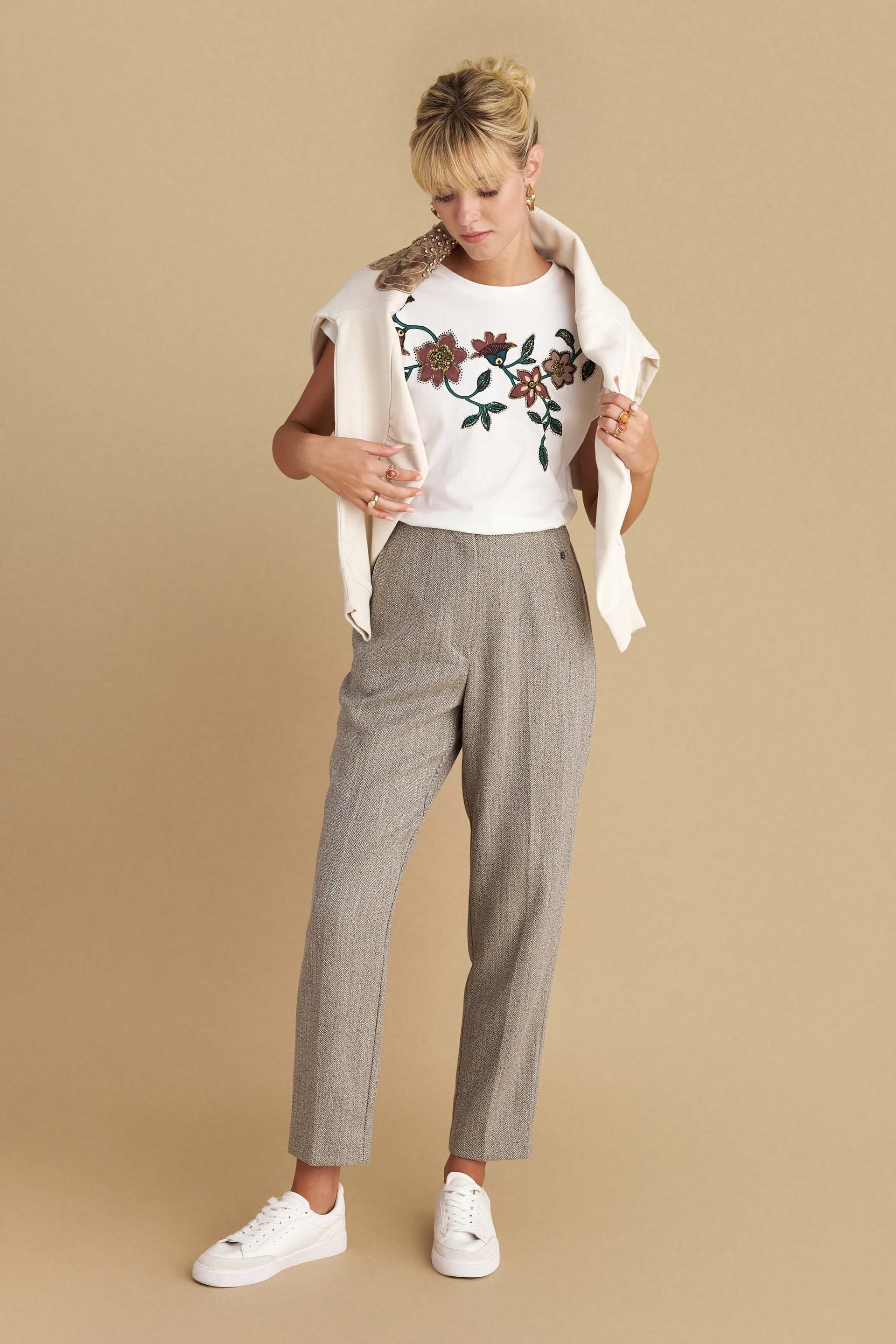 Παντελόνι ίσιο ψαροκόκαλο - Μπεζ