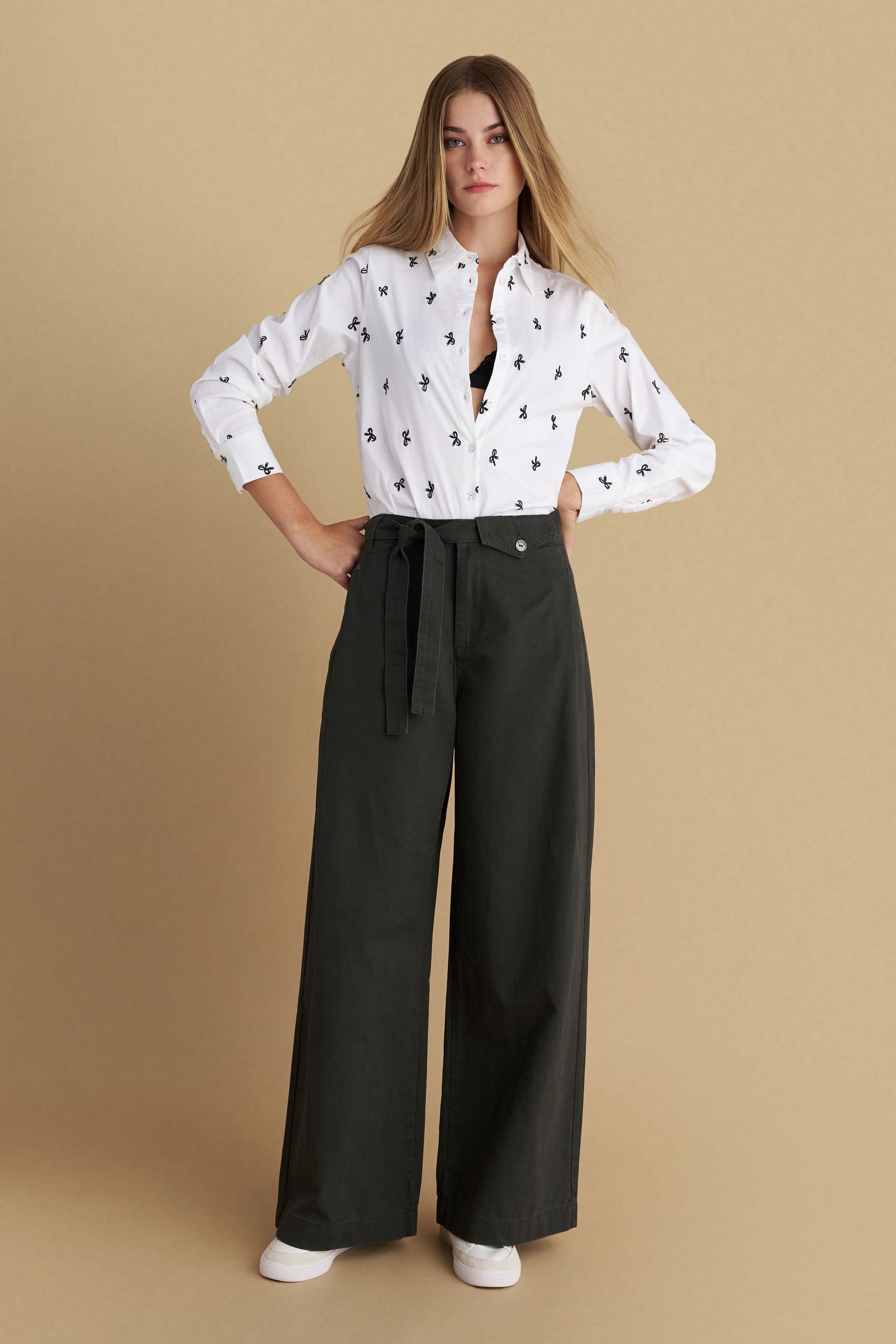 Παντελόνι paperbag με ζώνη - Ανθρακί