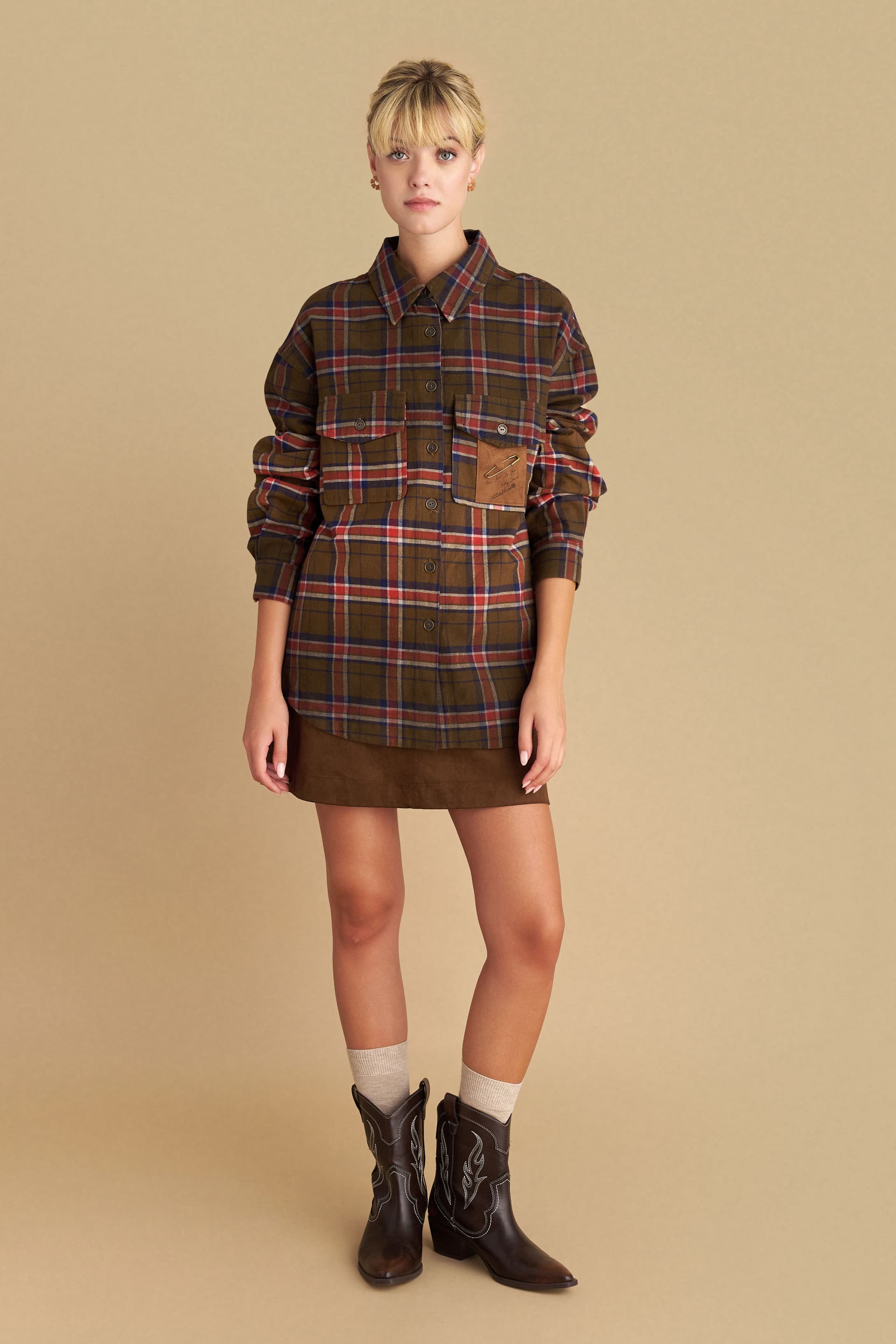 Πουκάμισο καρό - Λαδί