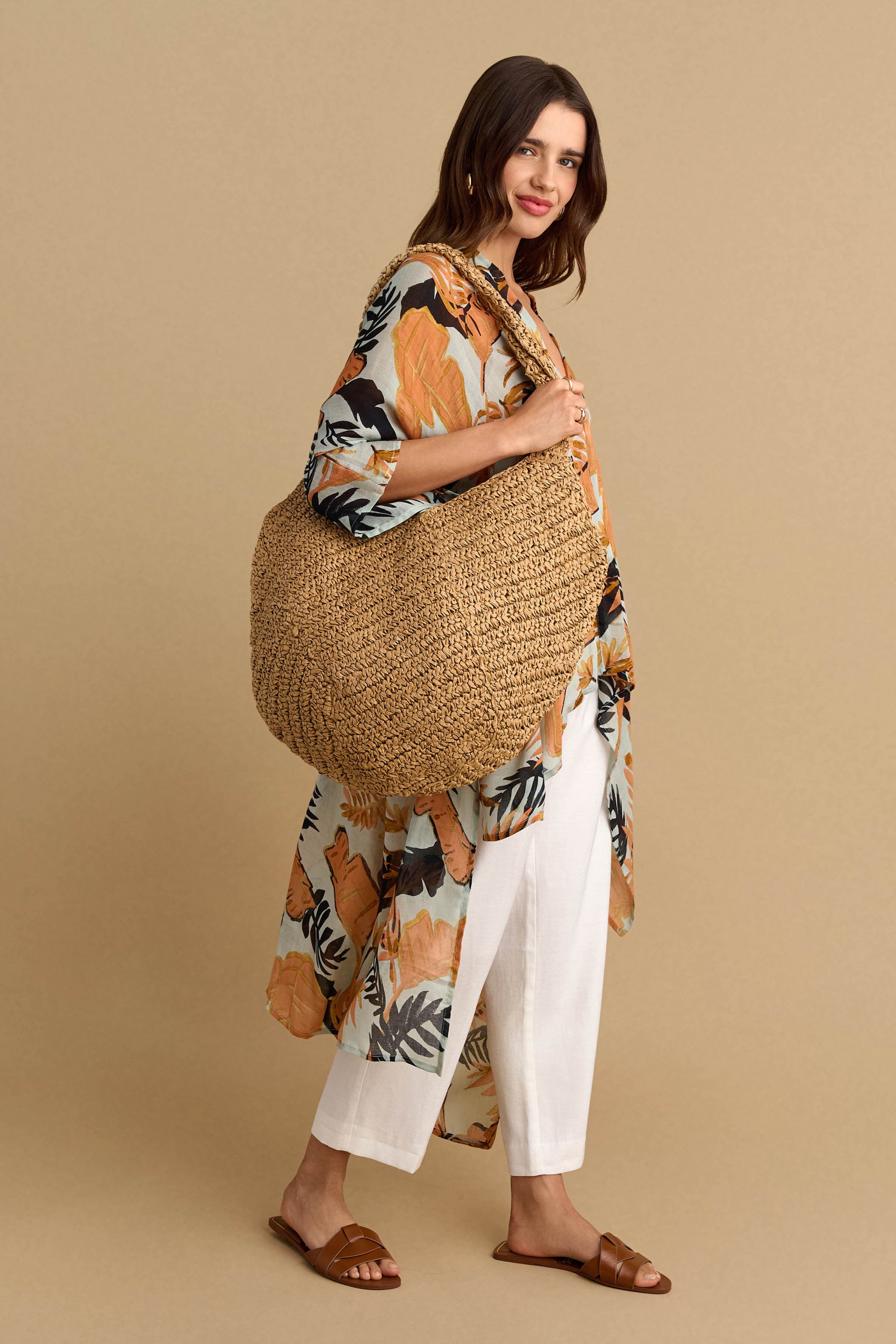 Τσάντα ψάθινη ώμου - NATURAL