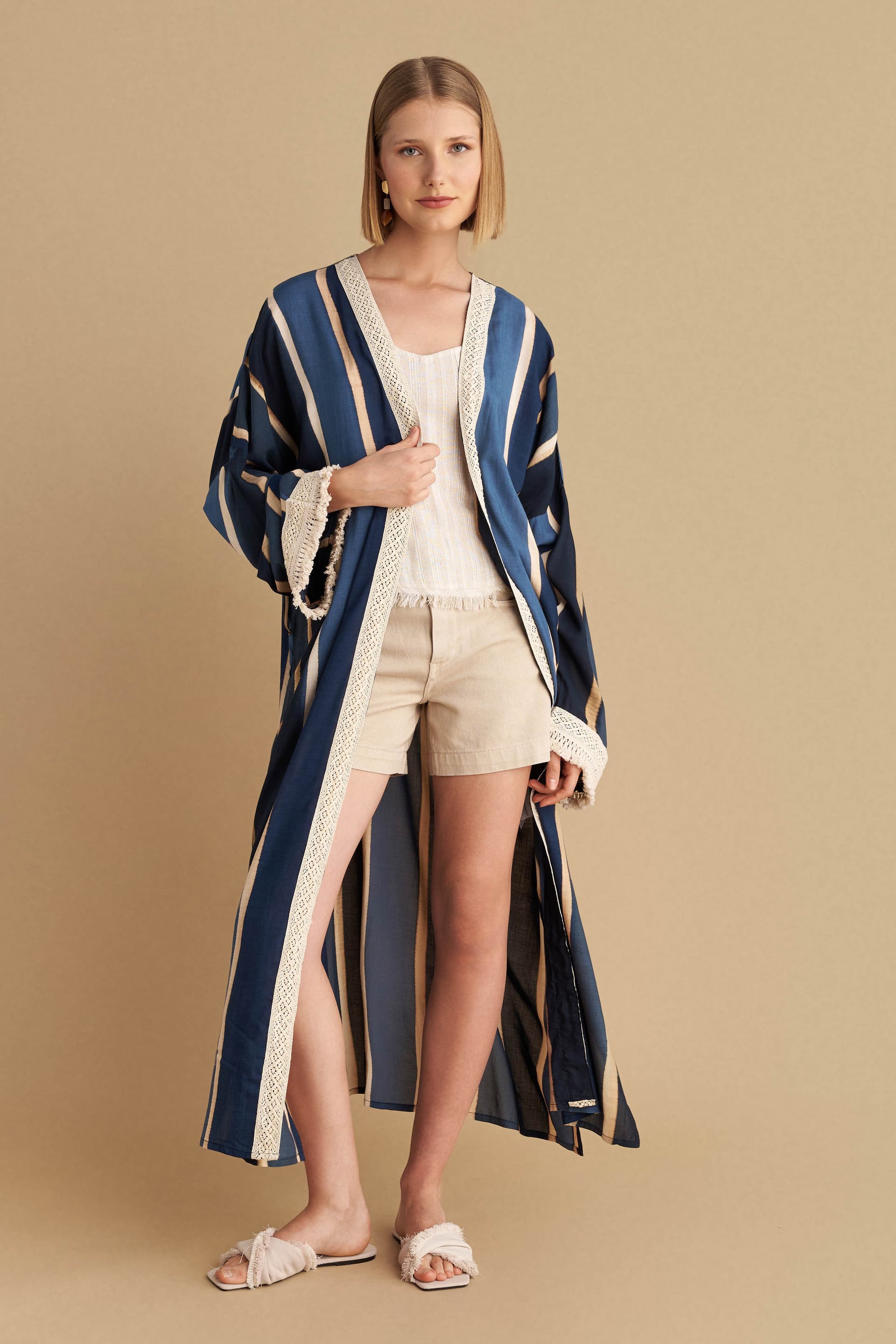 Κιμονό μακρύ ριγέ - Πολύχρωμο