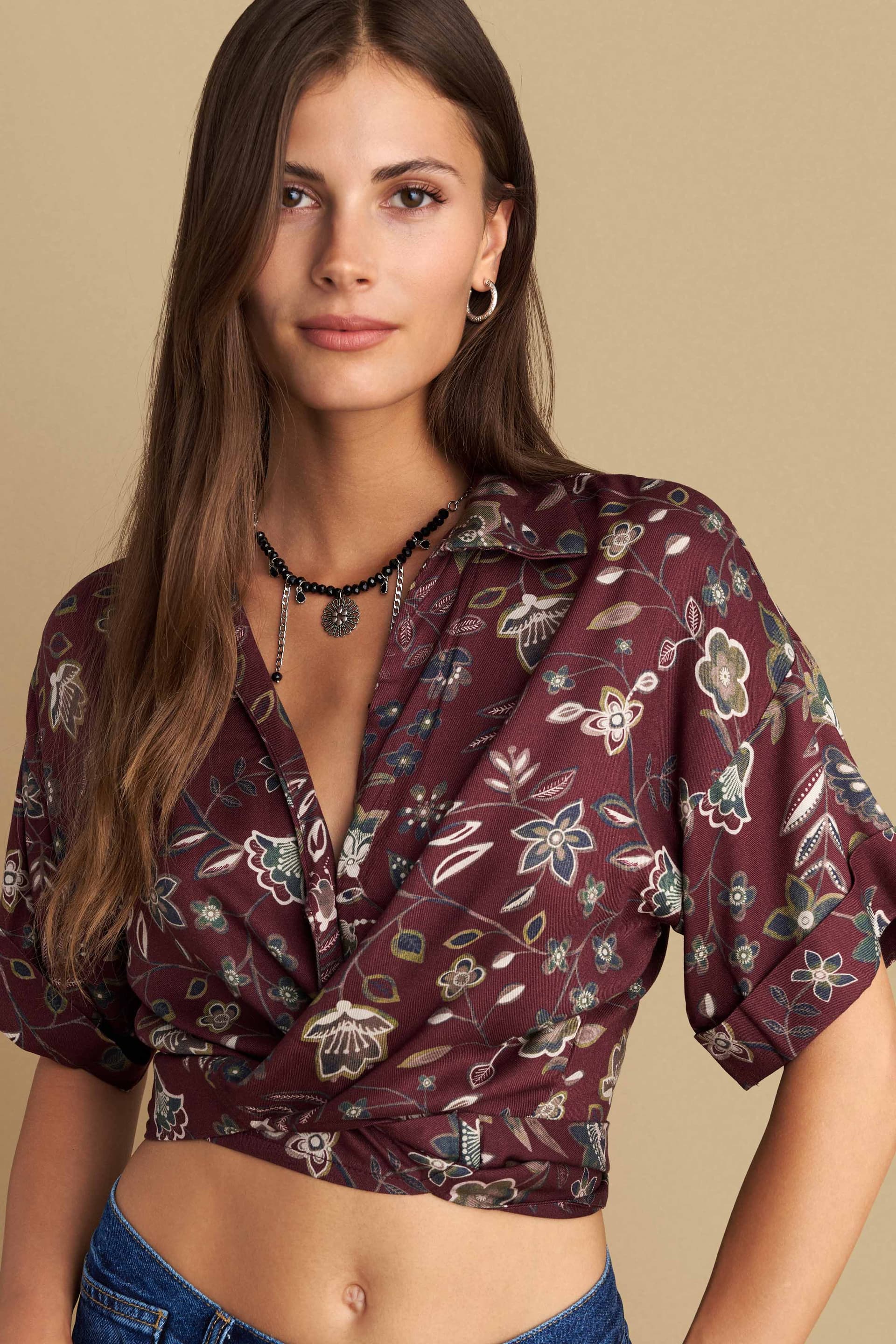 Τοπ κοντομάνικο φλοράλ - Πολύχρωμο