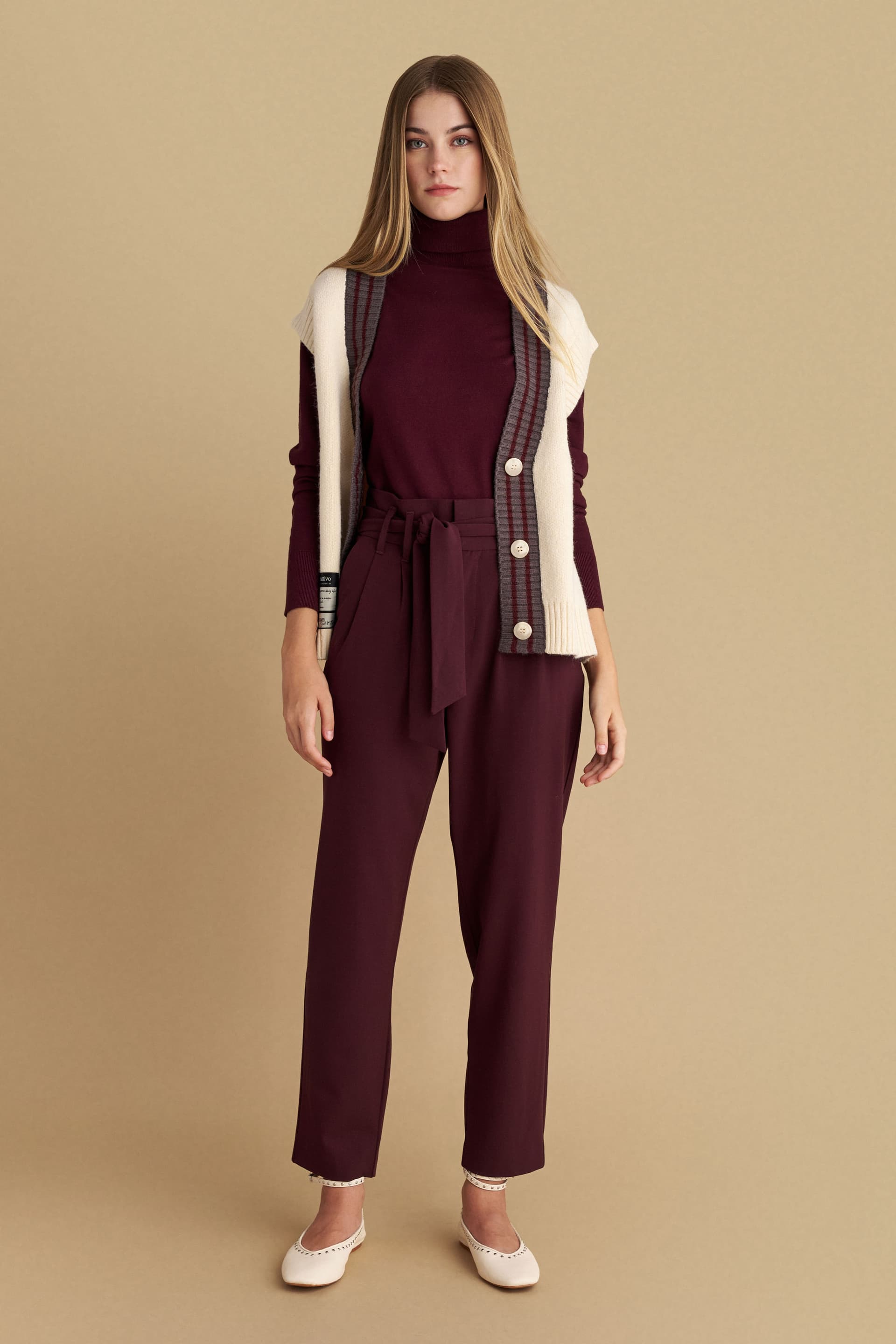 Παντελόνι formal ψηλόμεσο - OXBLOOD