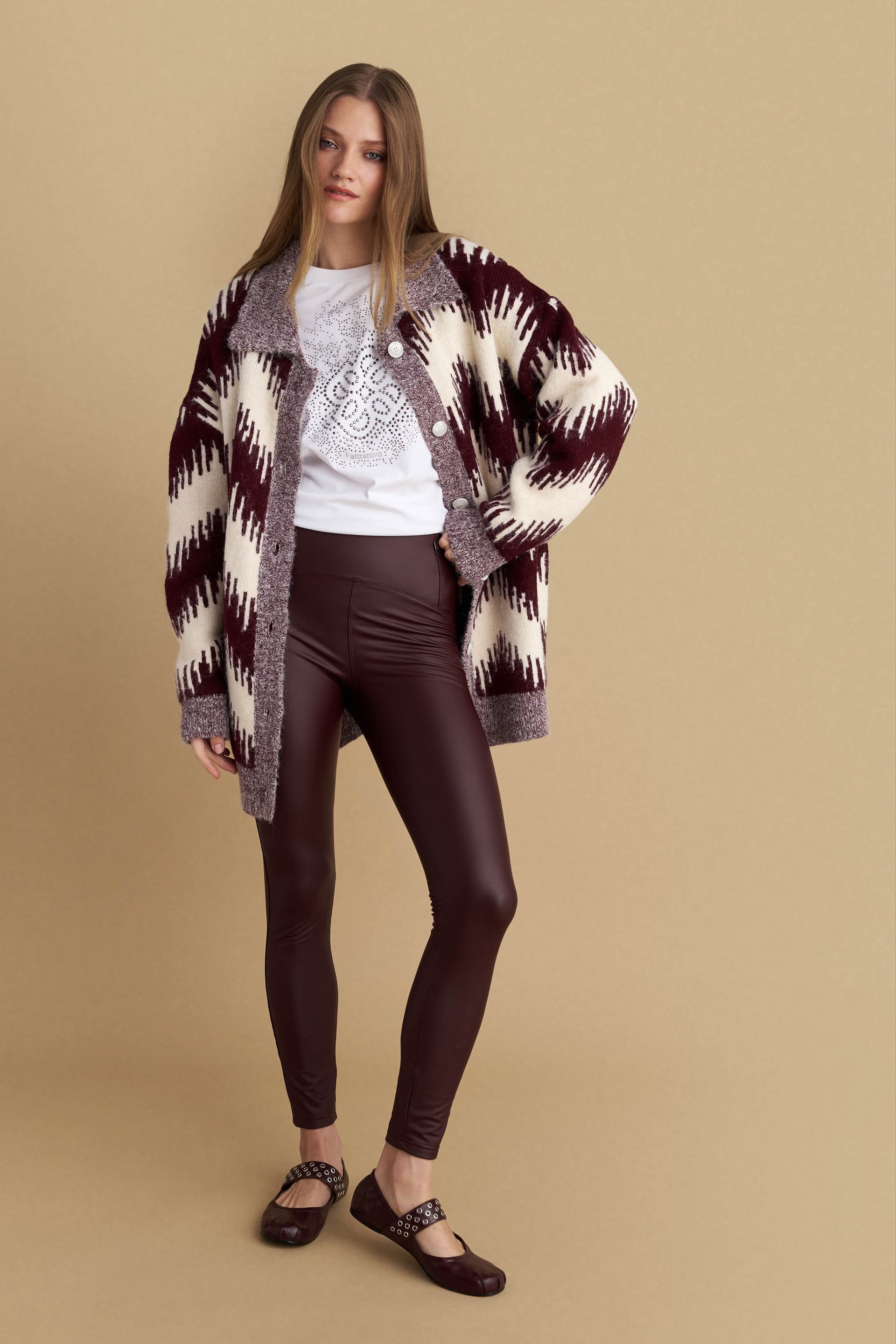 Κολάν δερματίνη skinny - OXBLOOD