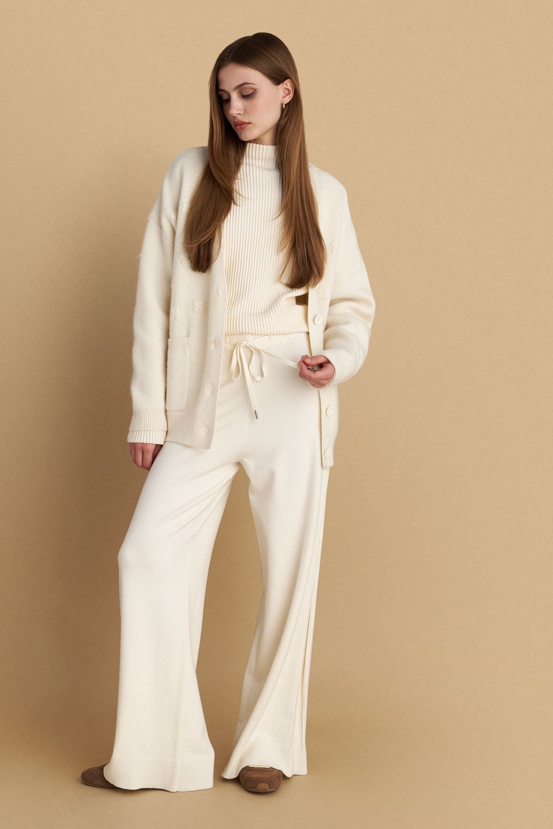 Παντελόνι φόρμας με κορδόνι - Εκρού