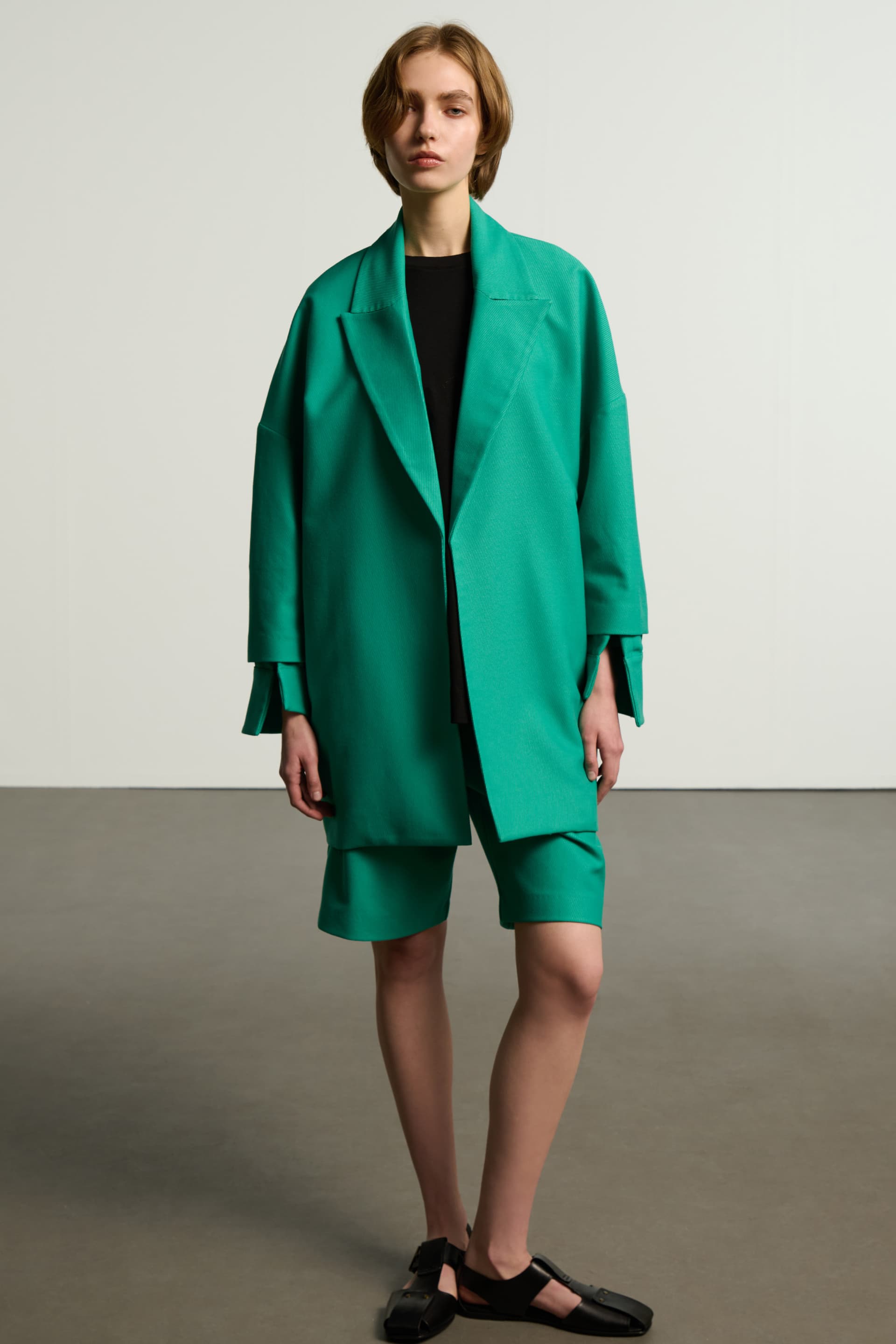 Σακάκι oversized με λεπτομέρεια στο μανίκι - Πράσινο