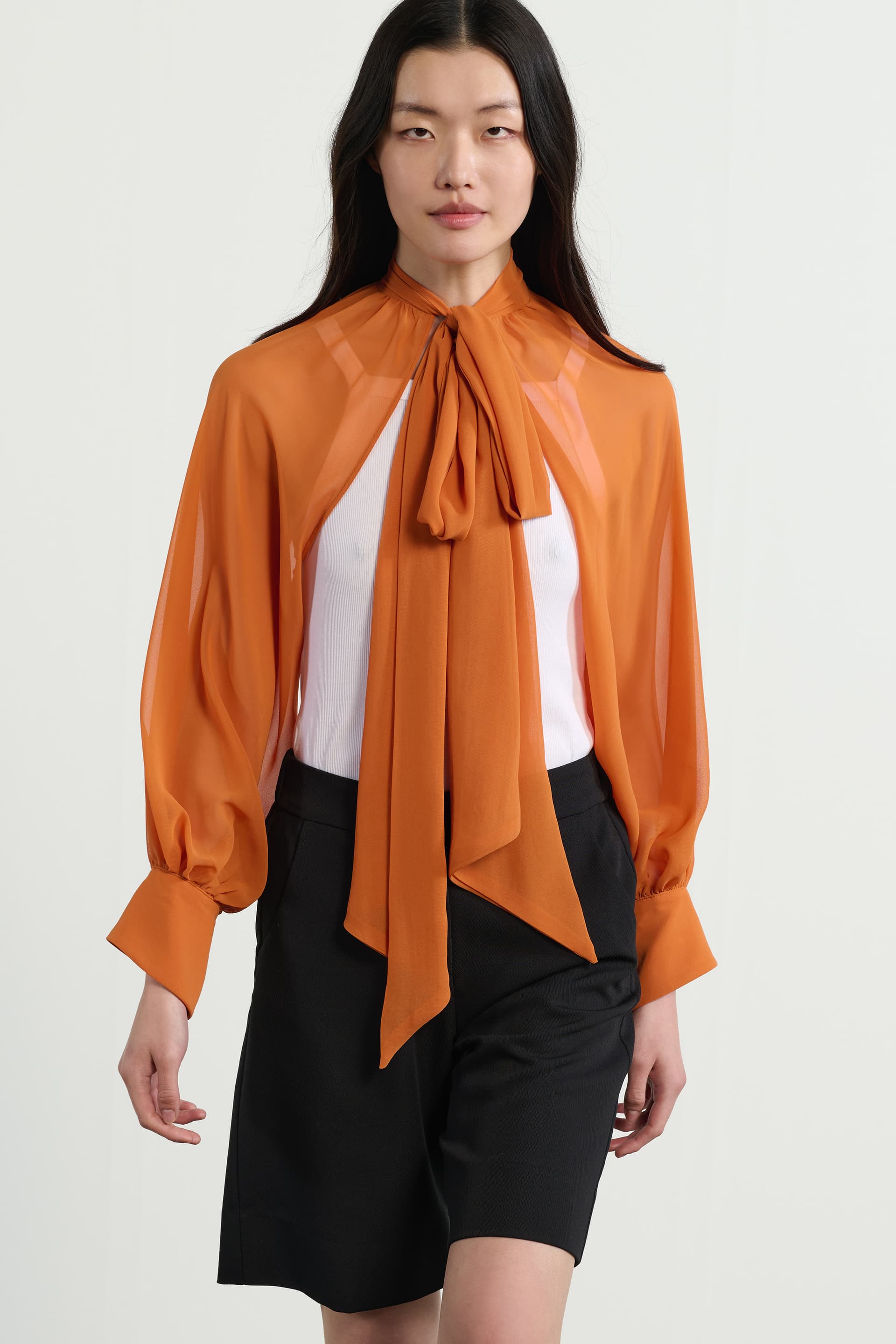 Διάφανο μπολερό με φουλάρι - ORANGE