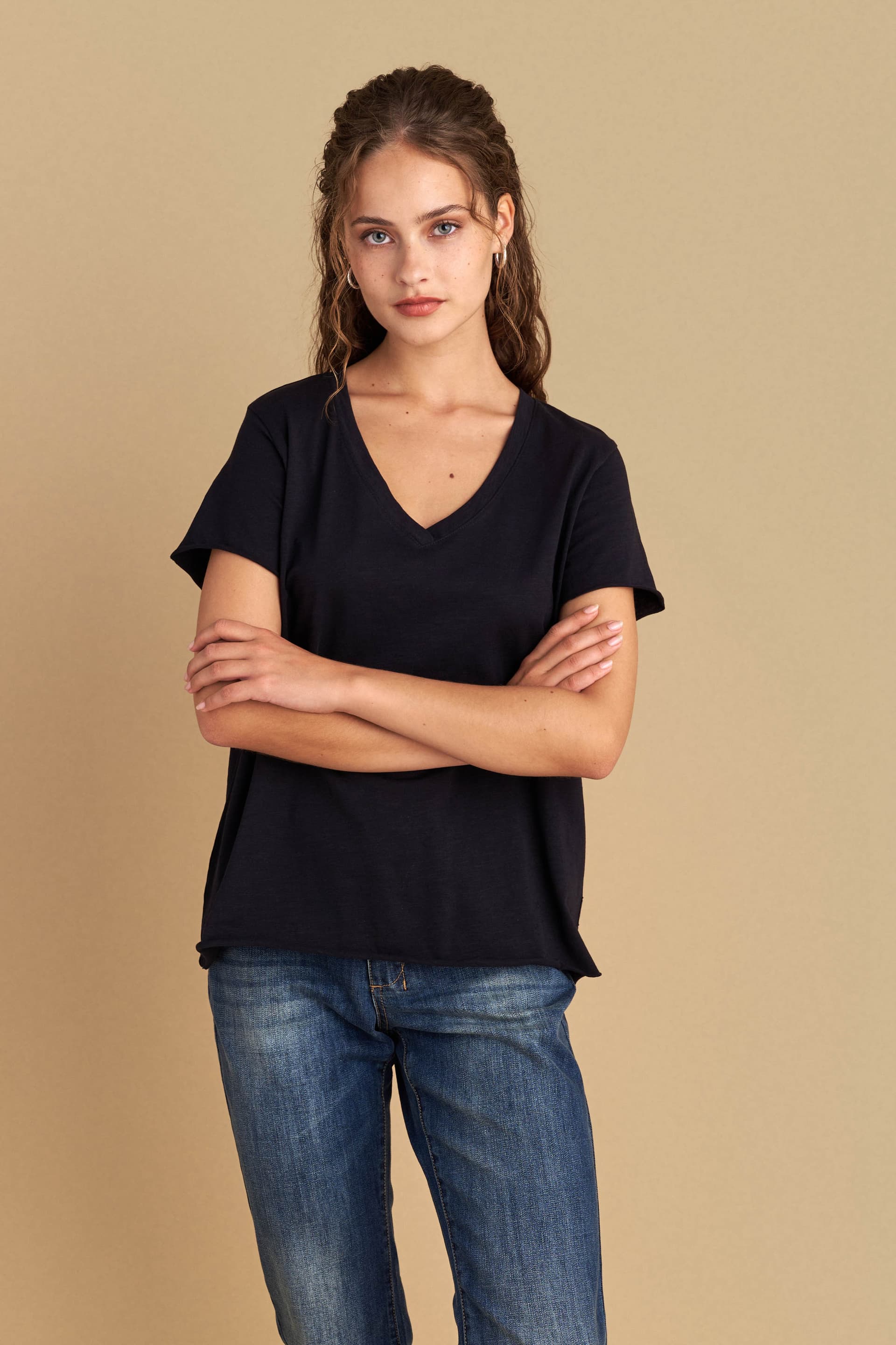 Μπλούζα μονόχρωμη basic - Μαύρο