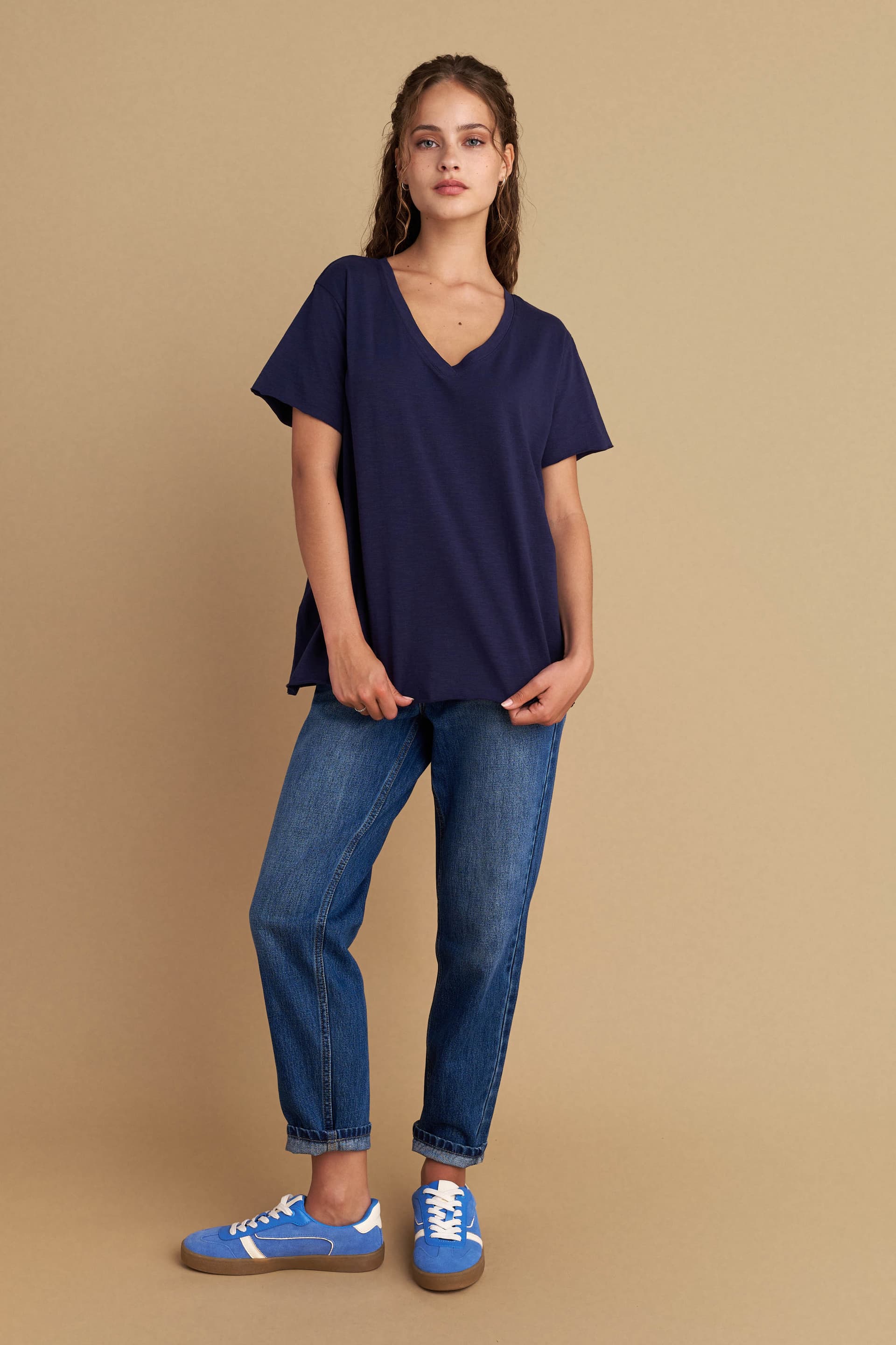 Μπλούζα μονόχρωμη basic - Μπλε