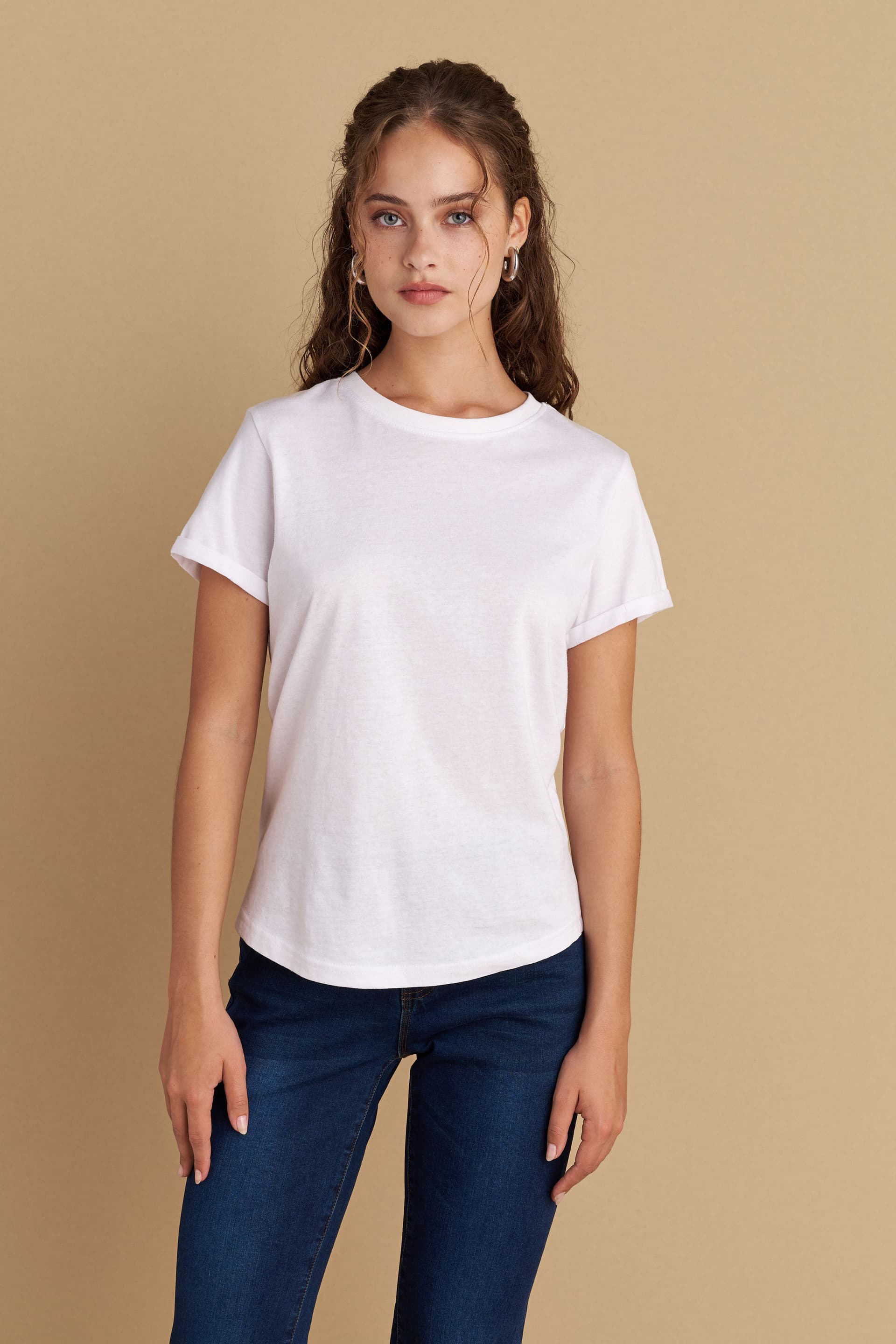 Μπλούζα κοντομάνικη μονόχρωμη - Λευκό