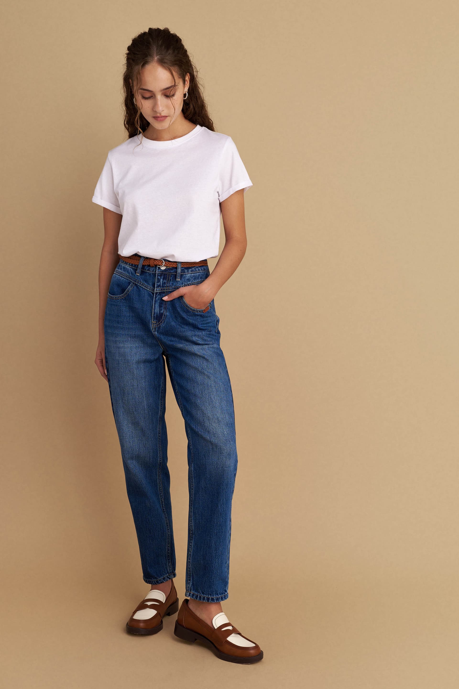 Παντελόνι τζιν σε mom εφαρμογή - Μπλε