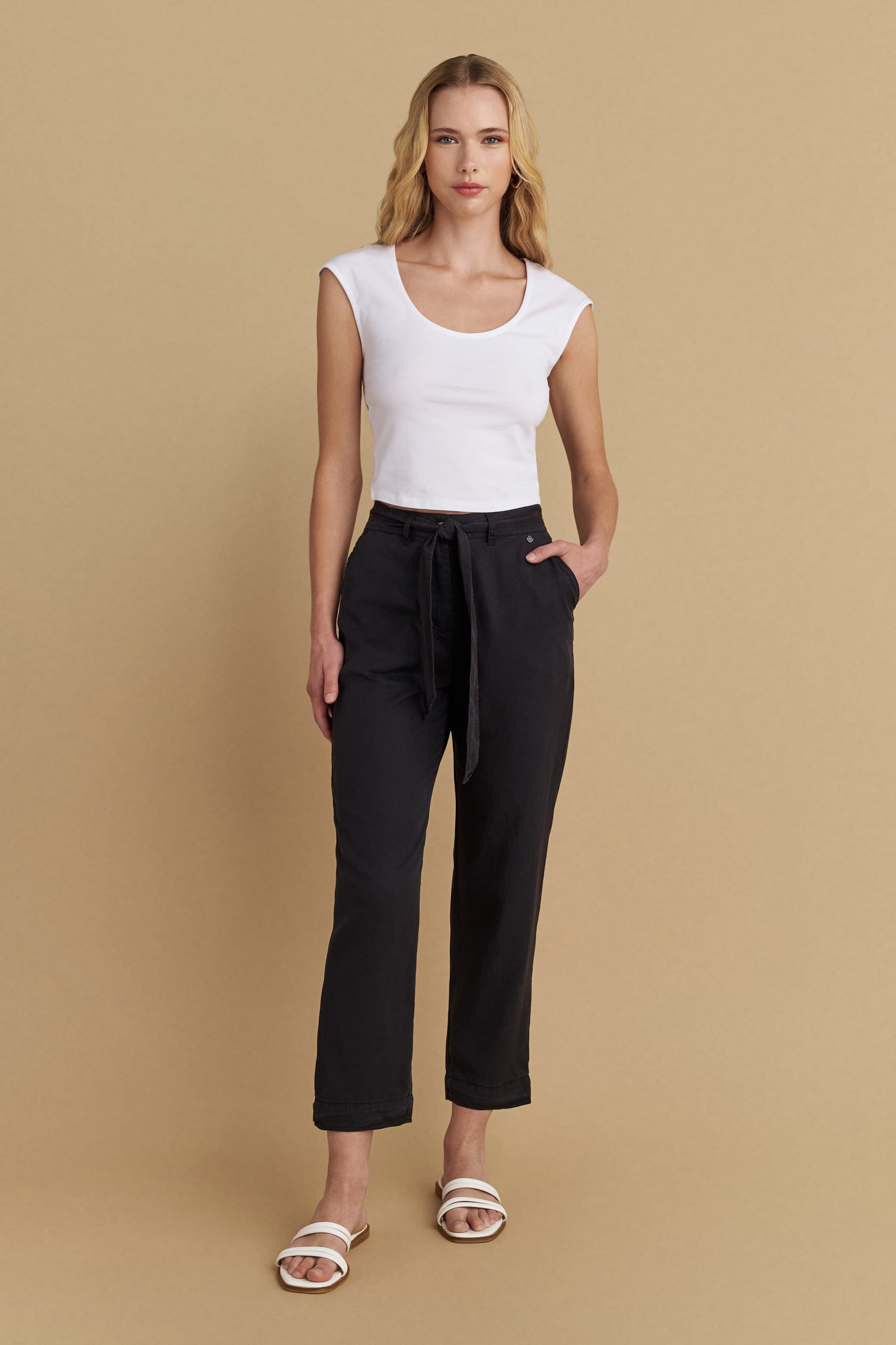 Παντελόνι lyocell - Μαύρο