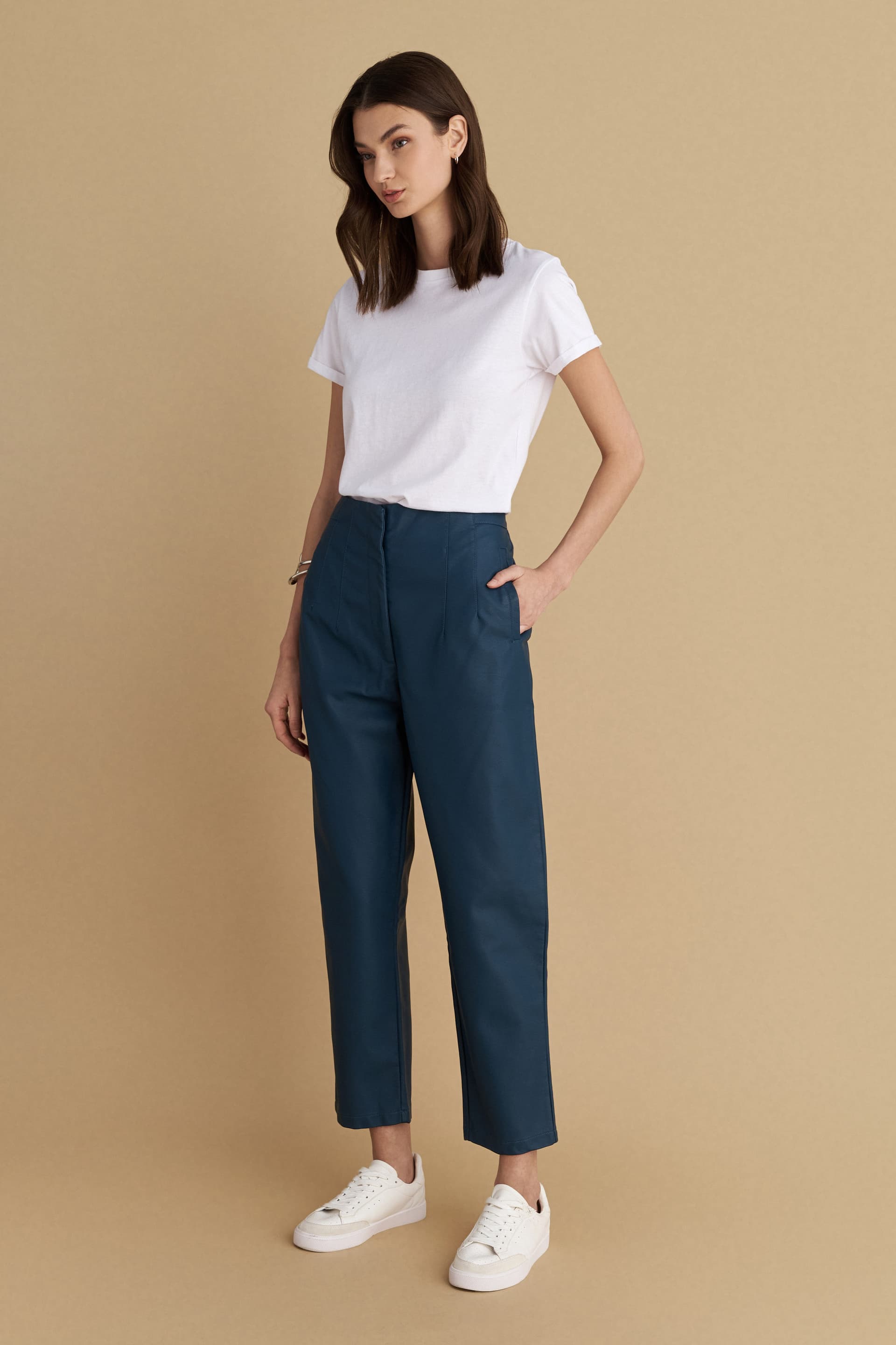 Παντελόνι δερματίνη ίσιο - Μπλε