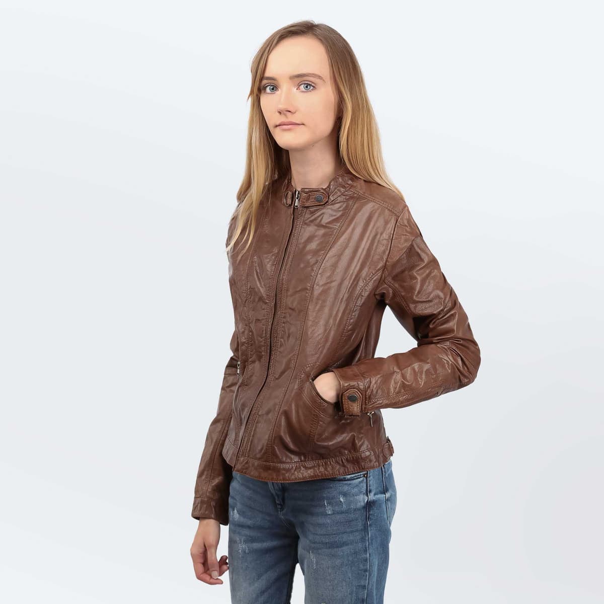 Σακάκι/Blazers Cameleon Wmns Leather Jacket 5214 Tobacco