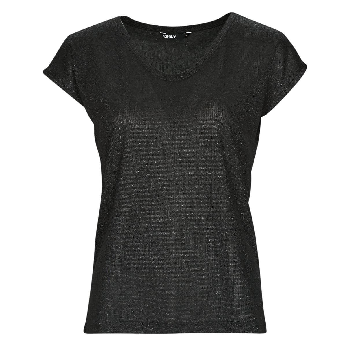T-shirt με κοντά μανίκια Only ONLSILVERY S/S V NECK LUREX TOP JRS