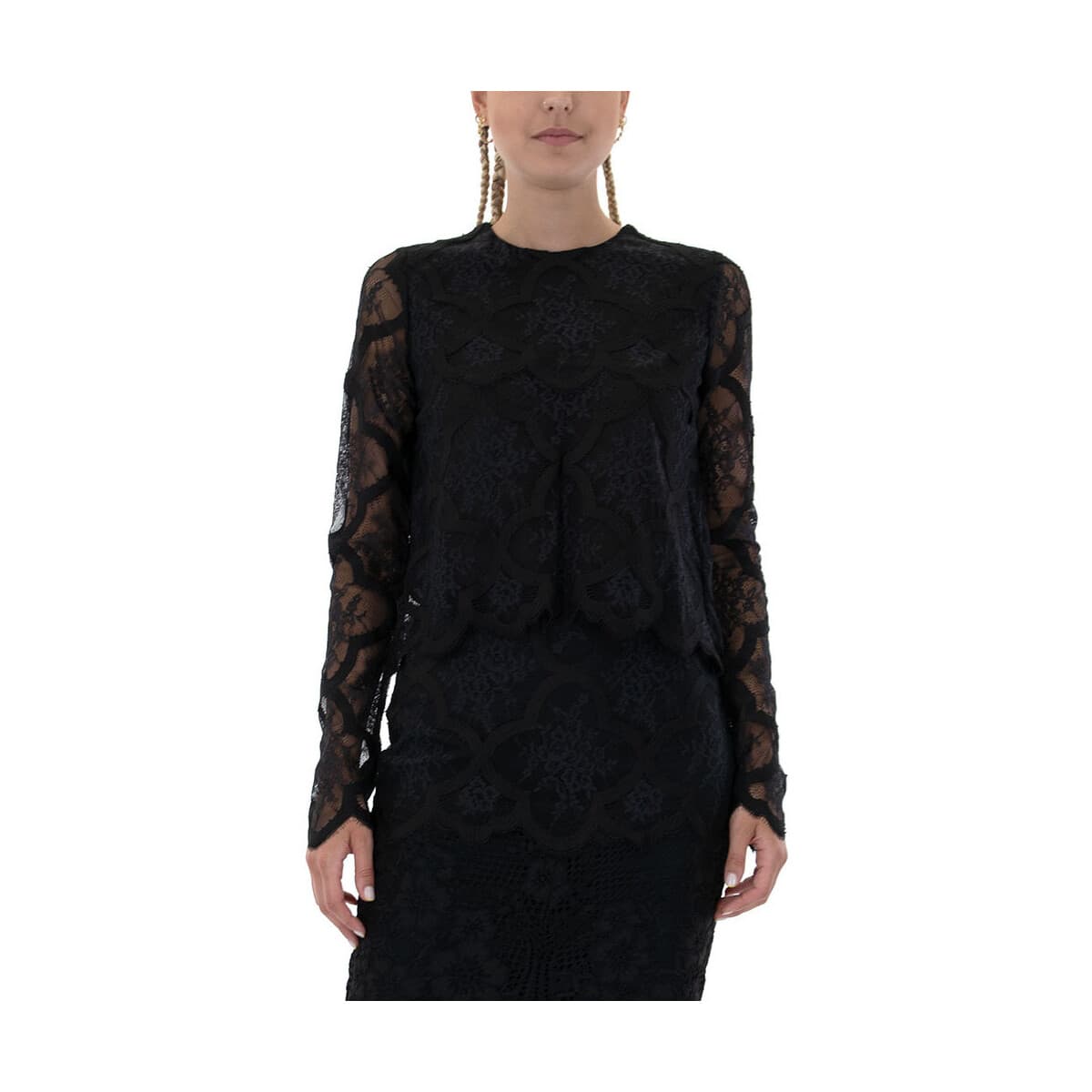 Μπλουζάκια με μακριά μανίκια Kendall & Kylie LACE A-LINE TOP WOMEN KENDALL KYLIE