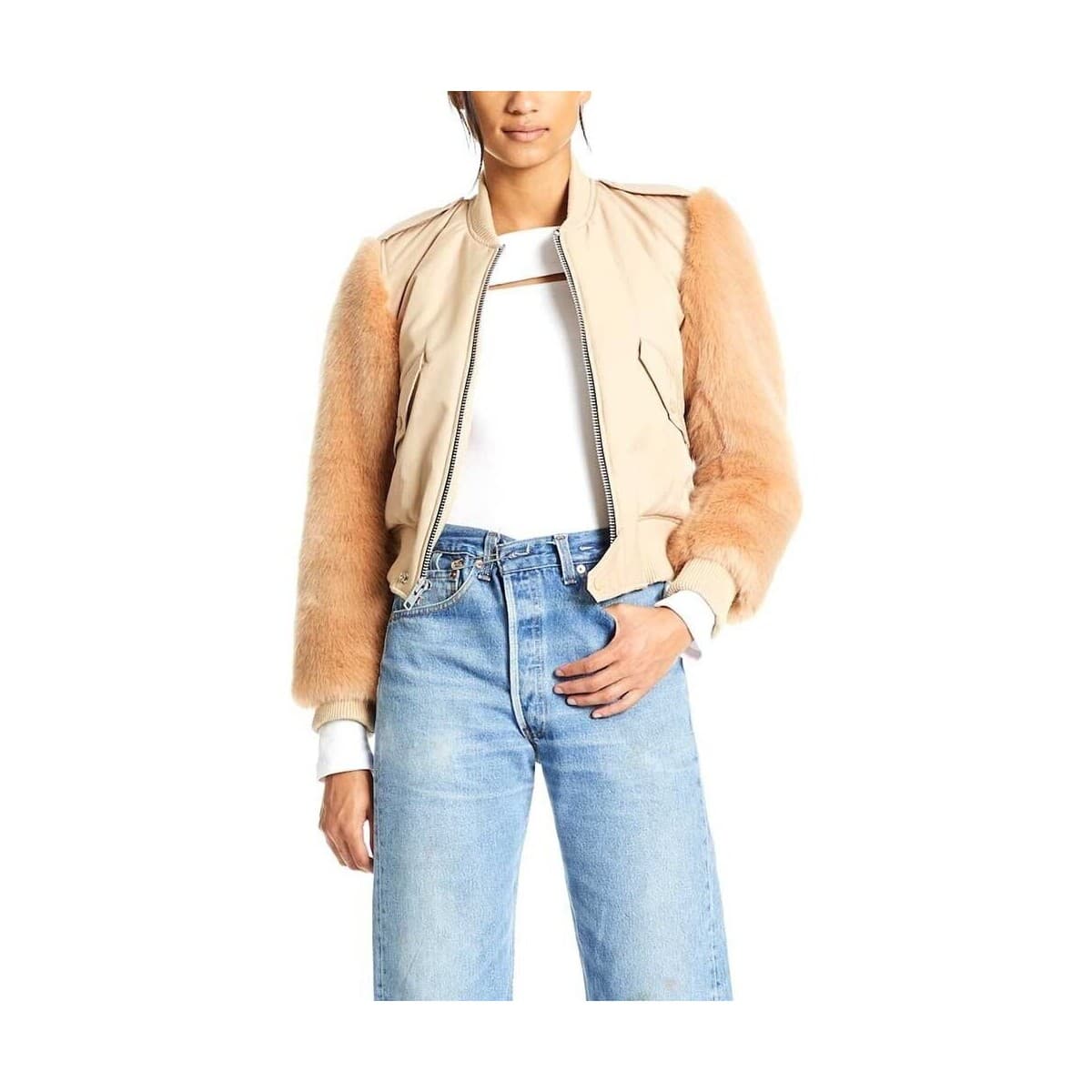 Χοντρό μπουφάν Kendall & Kylie ΜΠΟΥΦΑΝ BOMBER ΜΕ ΓΟΥΝΑ ΣΤΟ ΜΑΝΙΚΙ KENDALL KYLIE