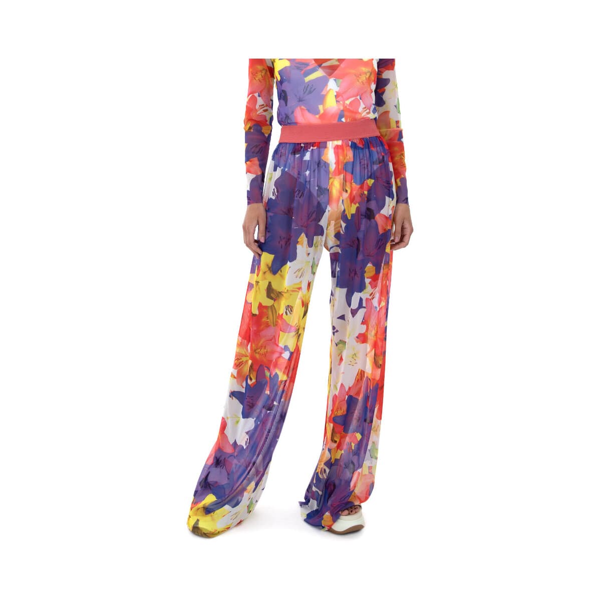 Παντελόνια C.manolo TULLE ELASTIC WAIST WIDE LEG PANTS WOMEN