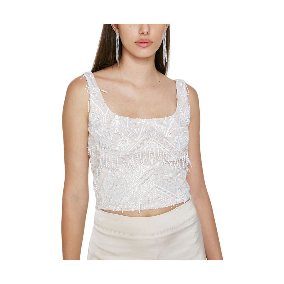 Μπλουζάκια με μακριά μανίκια Access Fashion SLEEVELESS LACE TOP WOMEN ACCESS