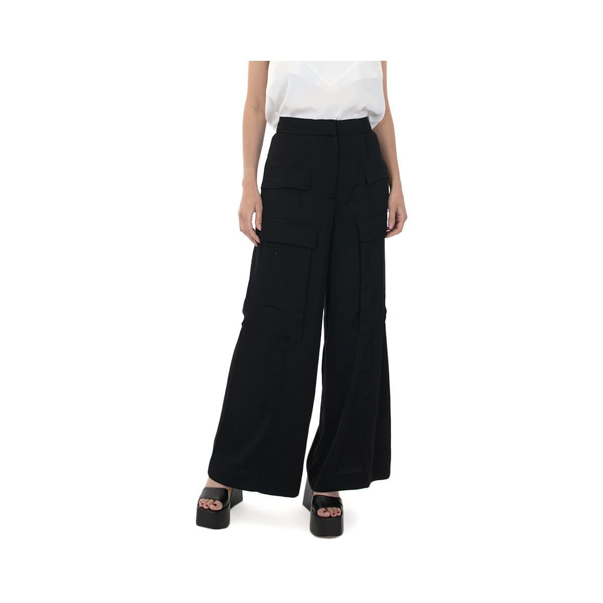 Παντελόνια Black N Black WIDE LEG CARGO PANTS WOMEN BLACK BLACK