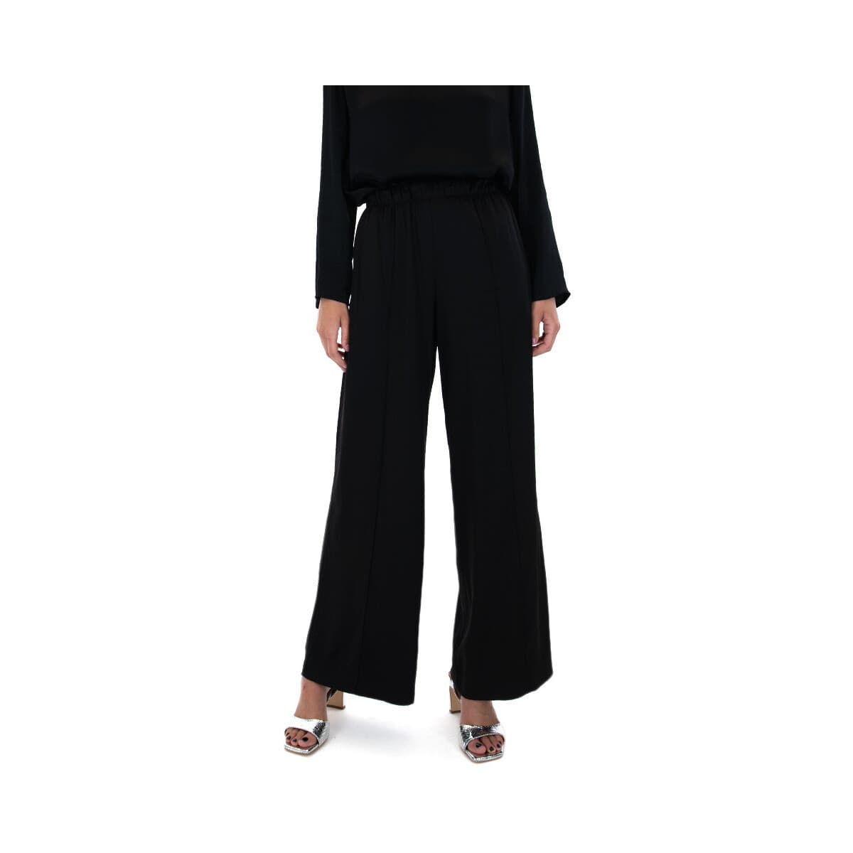 Παντελόνια Black N Black SATIN ELASTIC WAIST PANTS WOMEN BLACK BLACK
